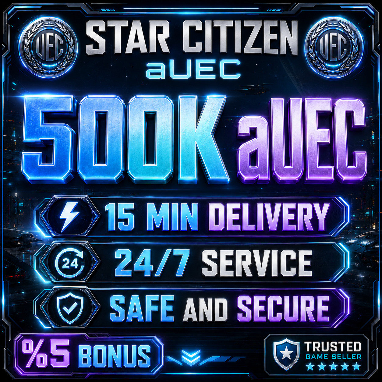 Star Citizen – 500K Auec – Version 4.8.1 Live – ✔️100% Positive FB
