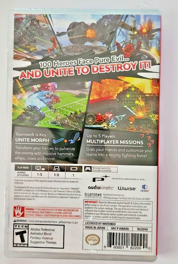 The Wonderful 101 Remastered Switch Brand New Game (Multiplayer, 2020)