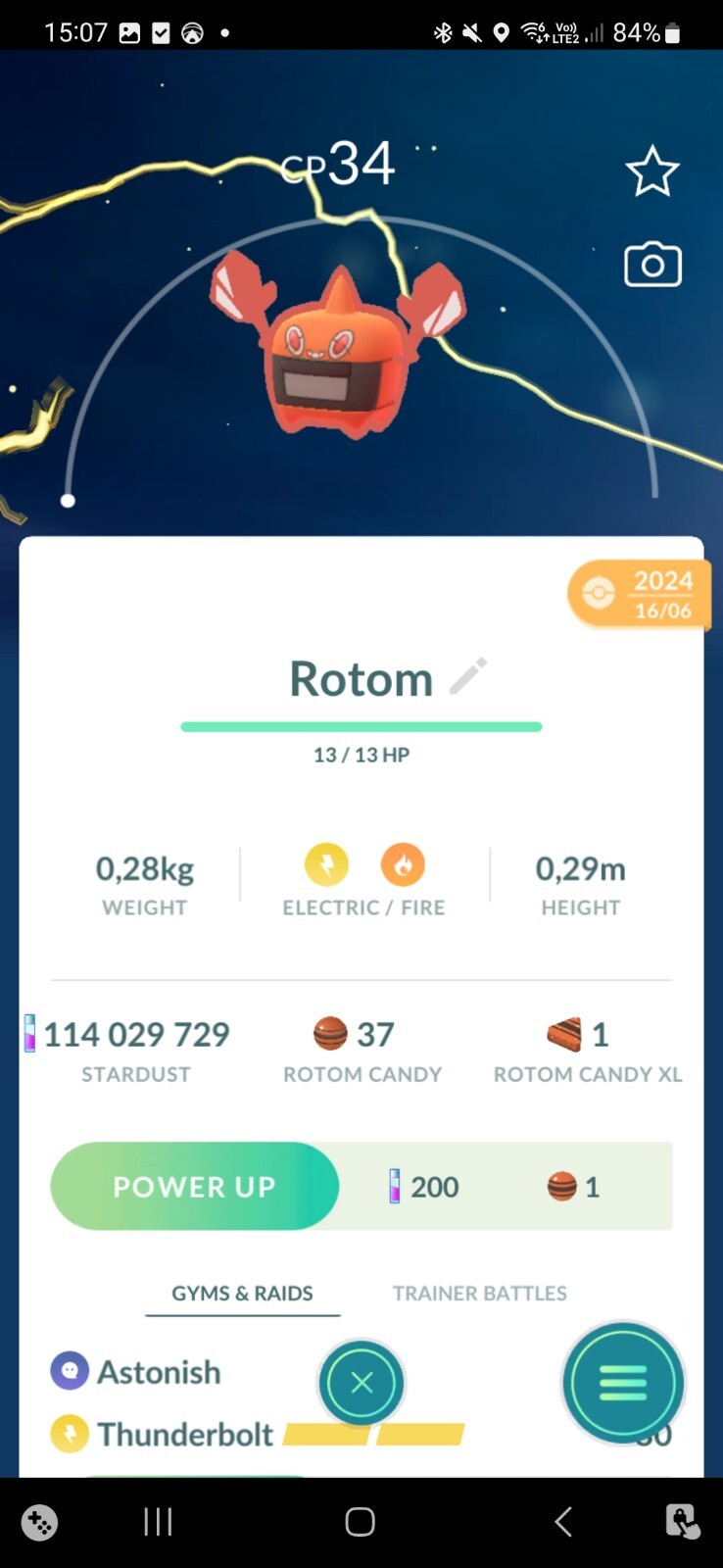 Pokémon Go Heat Rotom Level 1 Trade