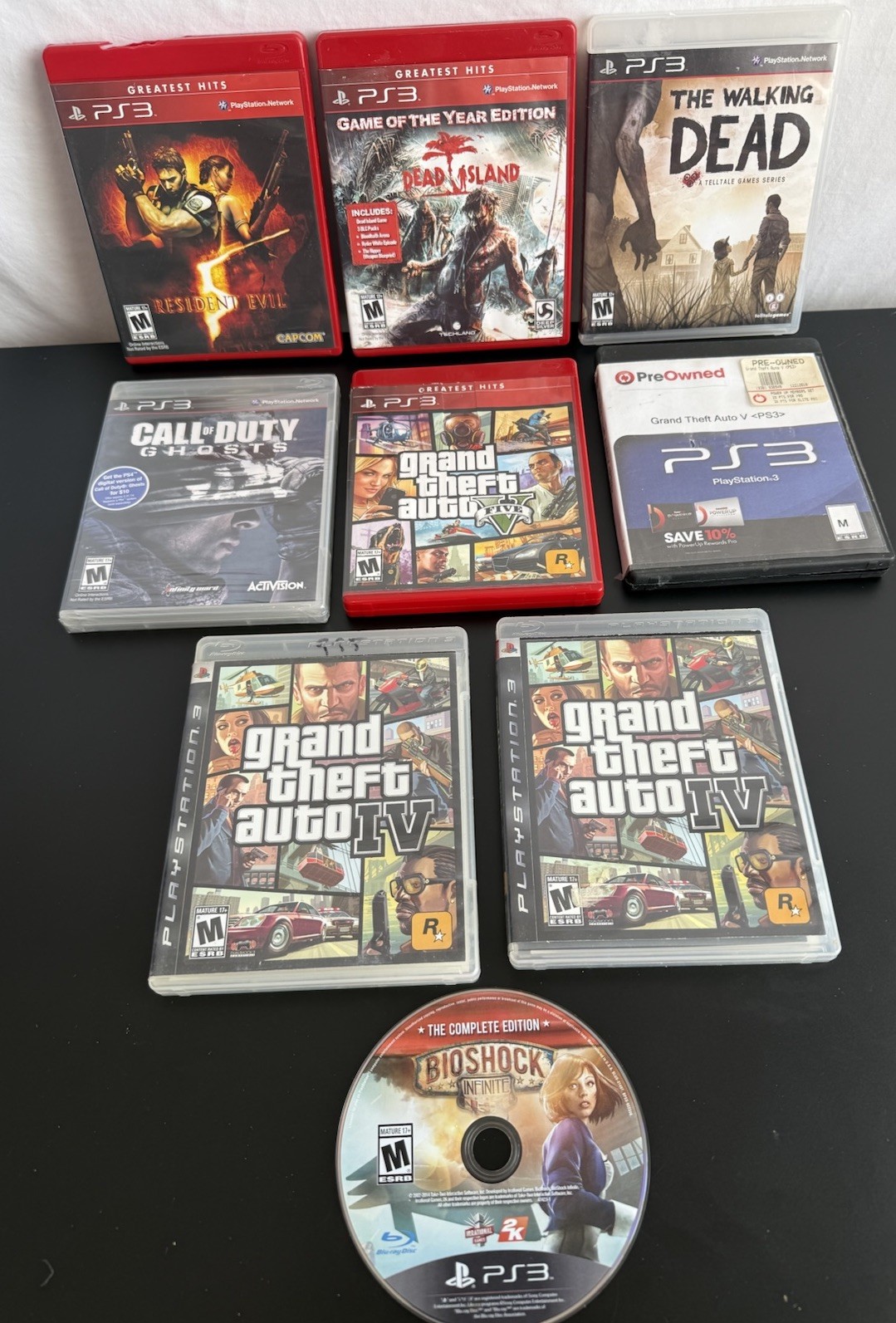 PS3 Game Lot of (9) All Rated M Mature GTA Call of Duty Resident Evil Bioshock