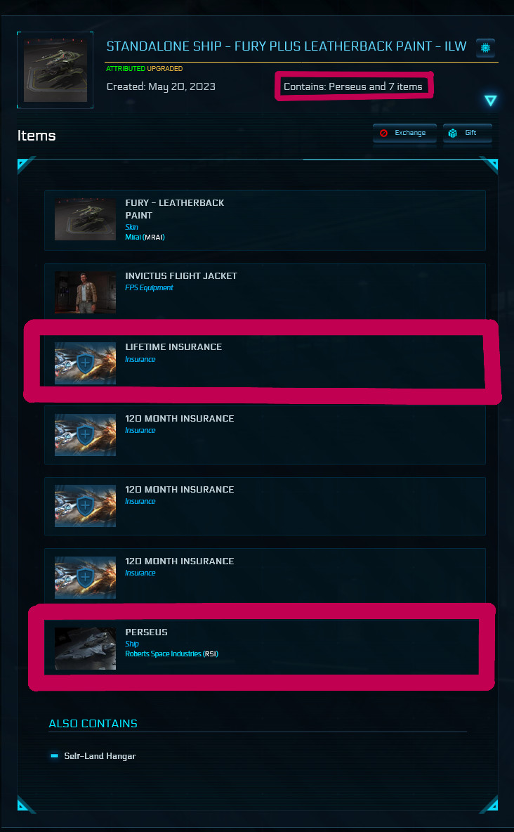 STAR CITIZEN – RSI Perseus – LTI – CCU’d – (Lifetime Insurance)