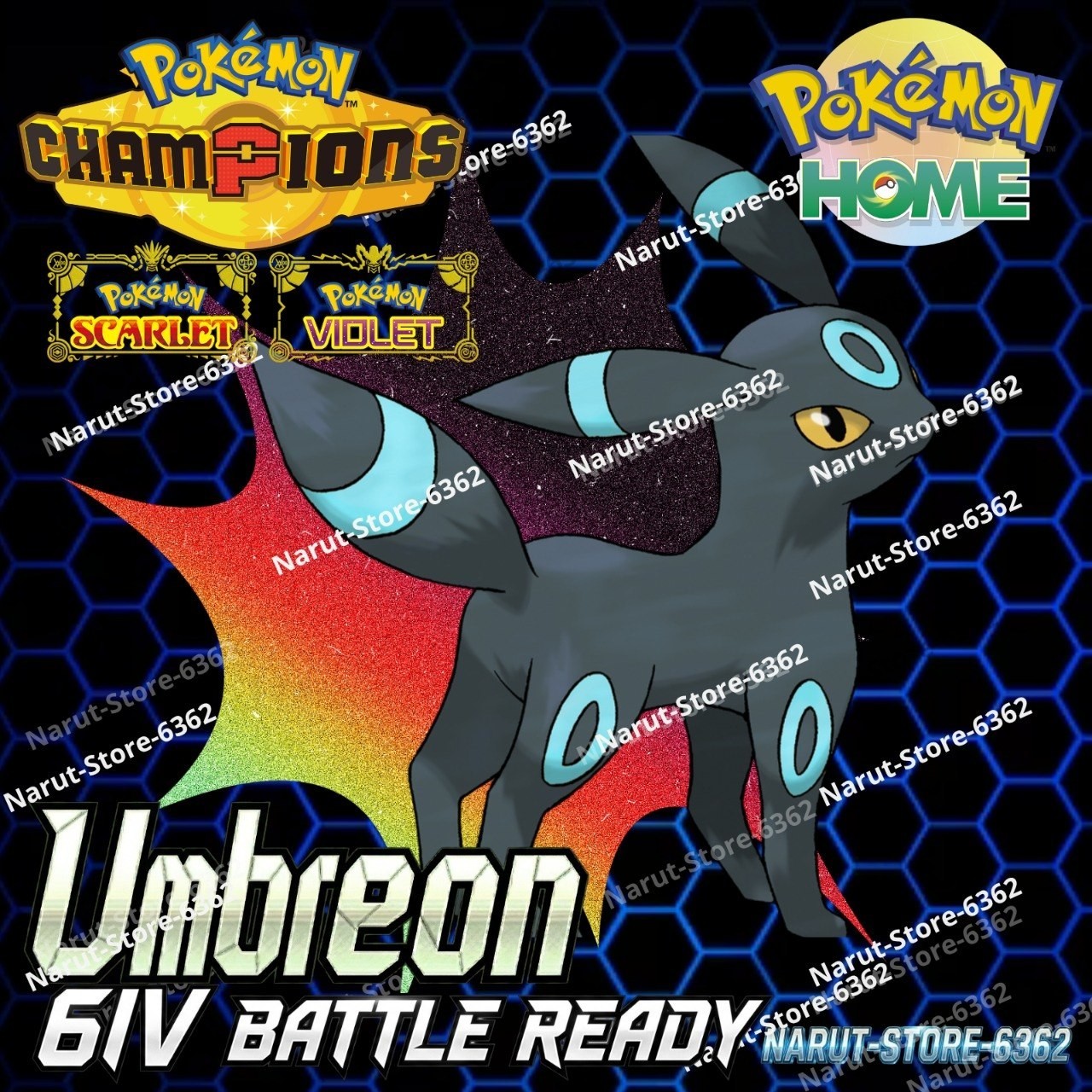 UMBREON🔥6IV SHINY POKEMON HOME🔥Pokemon CHAMPIONS BATTLE READY SCARLET VIOLET