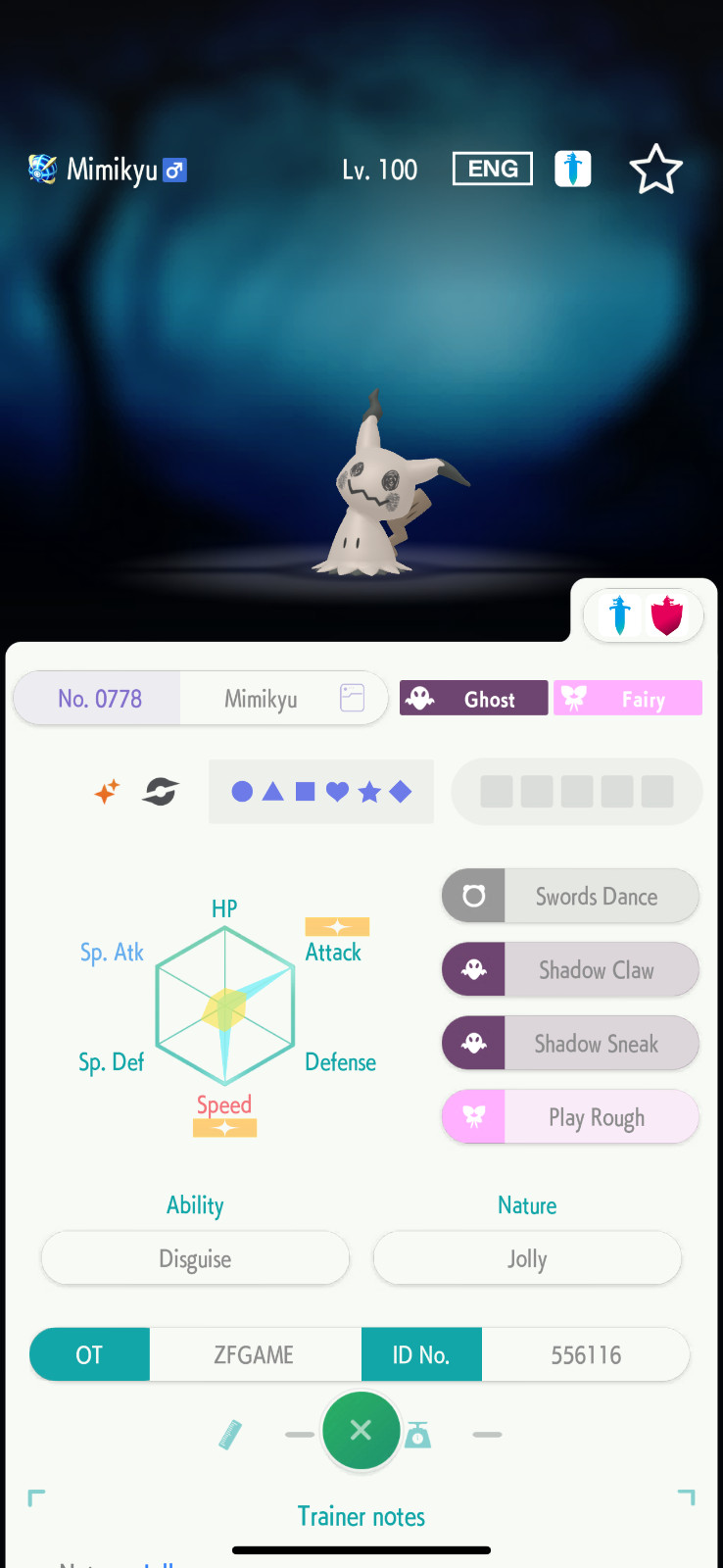 ✨6IV SHINY Mimikyu + EVS🚀 POKEMON HOME✨Champions✨Online delivery⚡