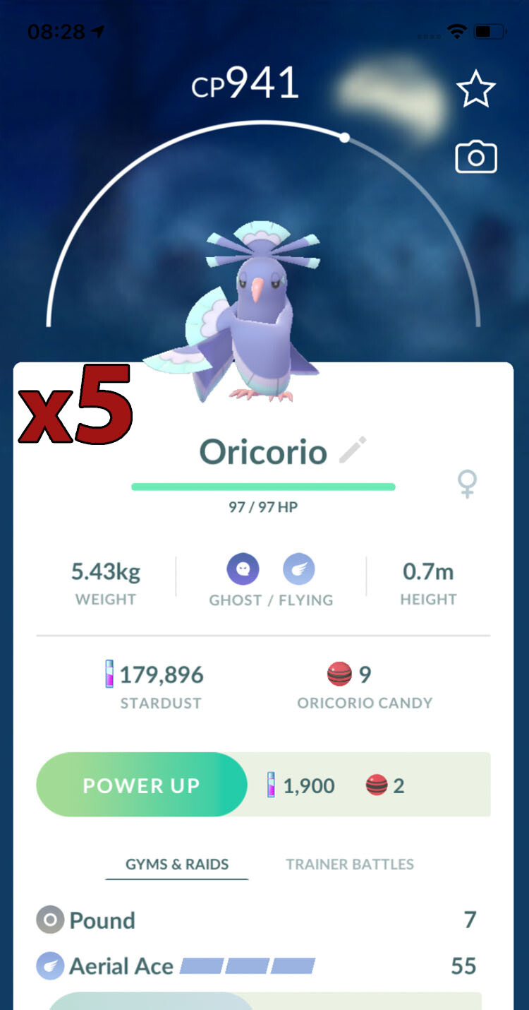 Pokemon TRADE – 5x Oricorio Sensu Style !! Good Chance of Lucky and Good IVs !!