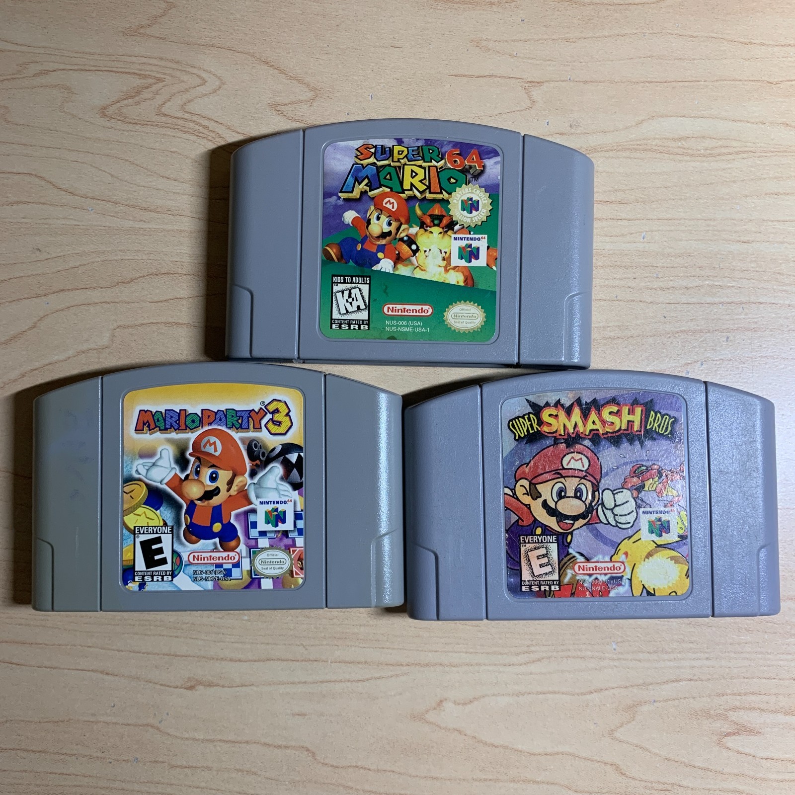Nintendo 64 N64 3 Game Bundle Lot Super Mario 64 Mario Party 3 Super Smash Bros