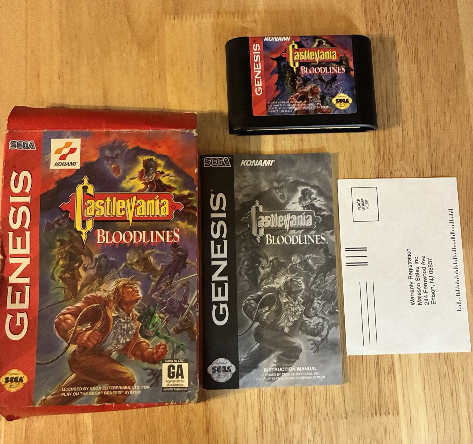 Konami Castlevania: Bloodlines Sega Genesis Manual Included GA NTSC-U/C 1994
