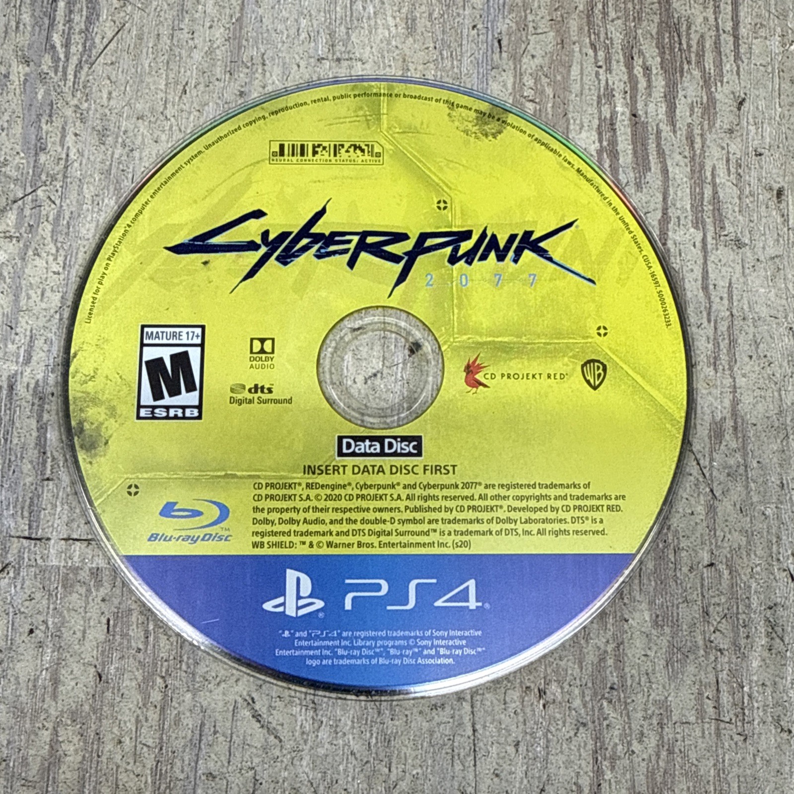 Cyberpunk 2077 PS4 PlayStation 4 Data Disc ONLY