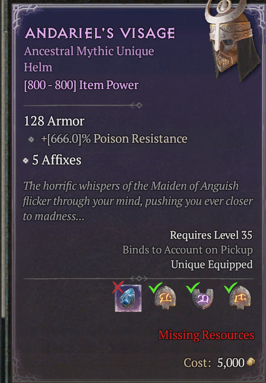Diablo 4 D4 Season 7 ALL MYTHIC UNIQUE RUNEPACK 6/6/6