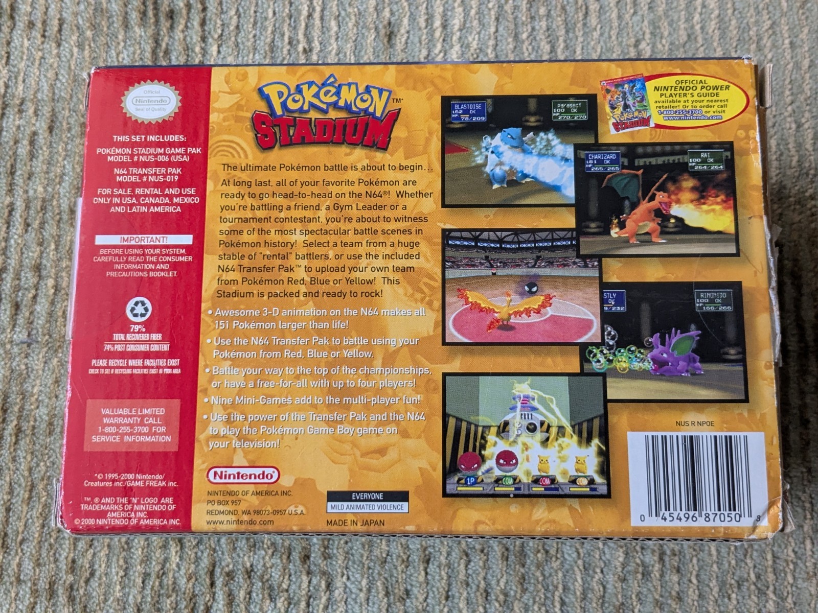 Pokemon Stadium 1 Nintendo 64 N64 Complete CIB Tested Working NO TRAY