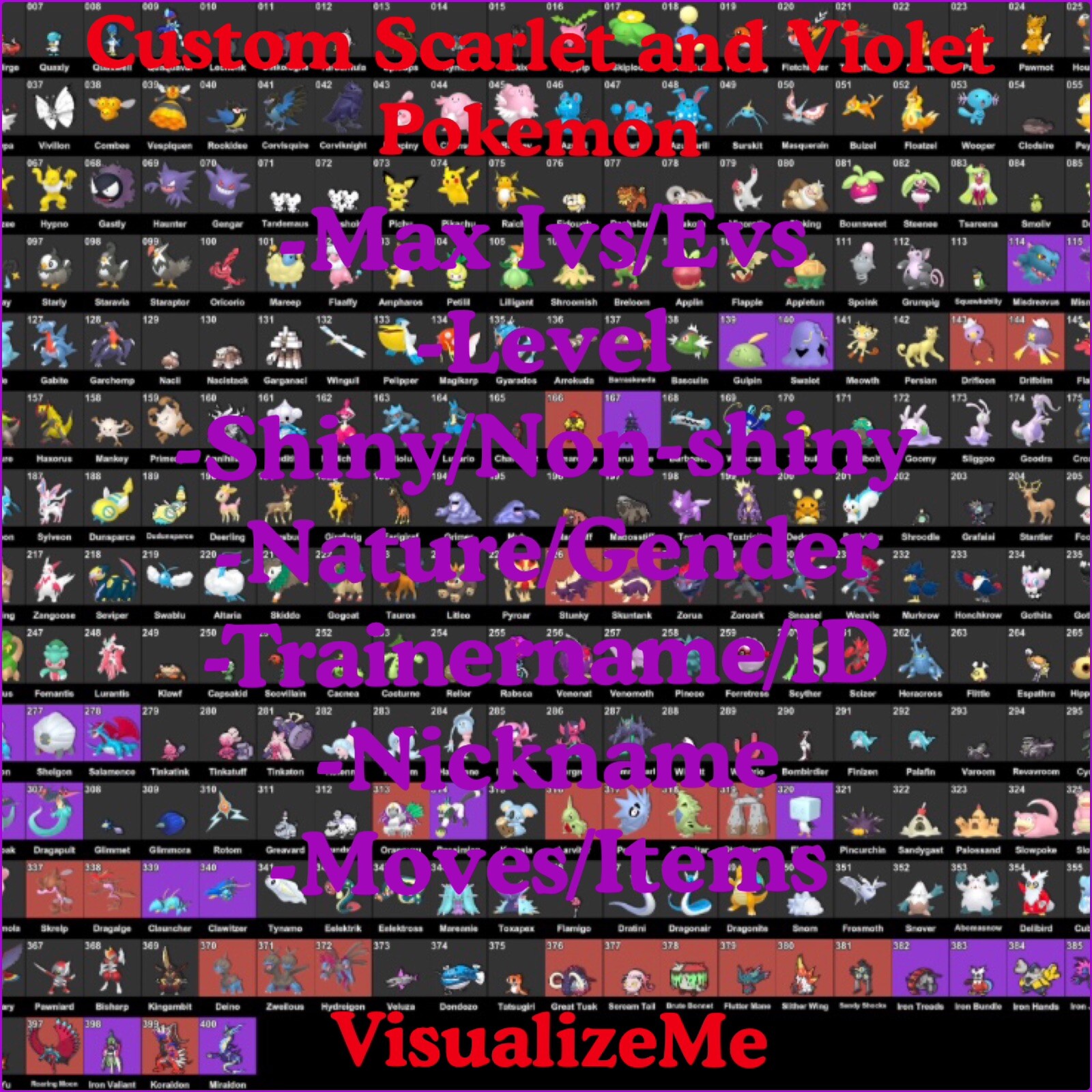 Pokemon Scarlet and Violet – ANY 6 Shiny 6IV Custom Pokemon – S/V Fast