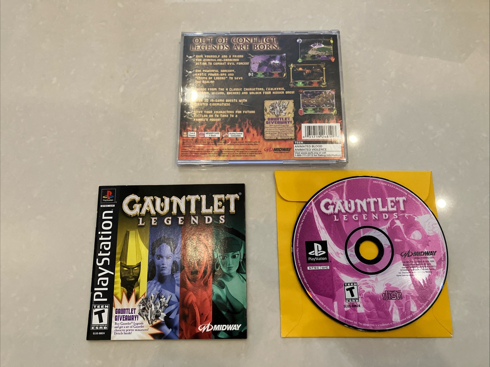 Gauntlet Legends PS1 CIB COMPLETE W MANUAL & REGISTRATION CARD TESTED