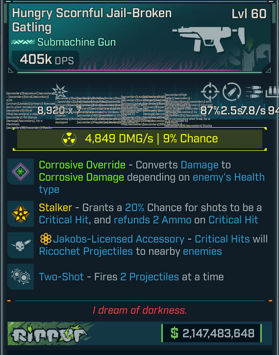 Borderlands 4 • MODDED PEARL SMG • Jail-Broken Gatling • Lvl 60 • PS PC XBOX