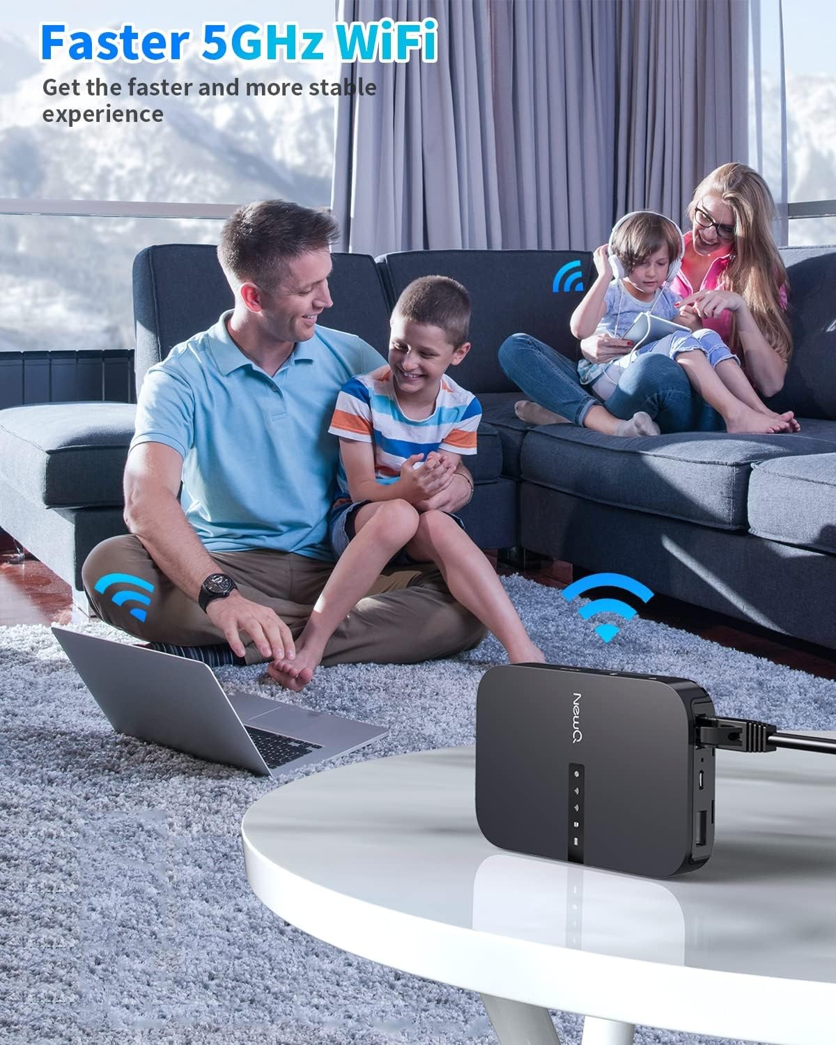 NewQ Filehub AC750 Travel Router: Portable Hard Drive SD Card Reader & Mini…