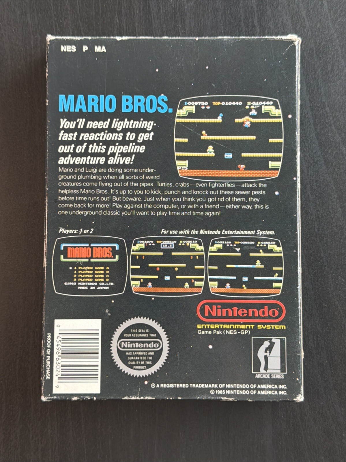Original Mario Bros. Arcade Classics Series (Nintendo NES, 1985) No Manual