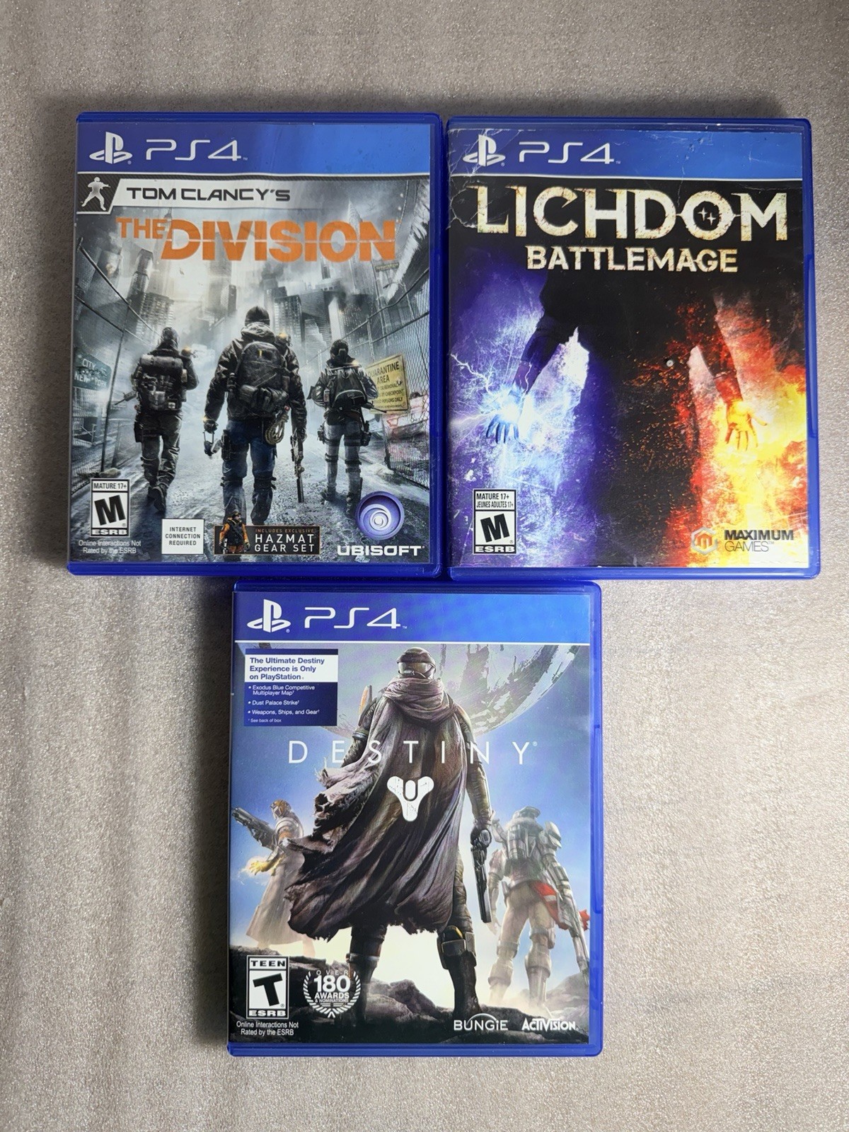 PlayStation4 PS4 Games Lot (Destiny, Lichdom Battlemage, Tom Clancy Division)