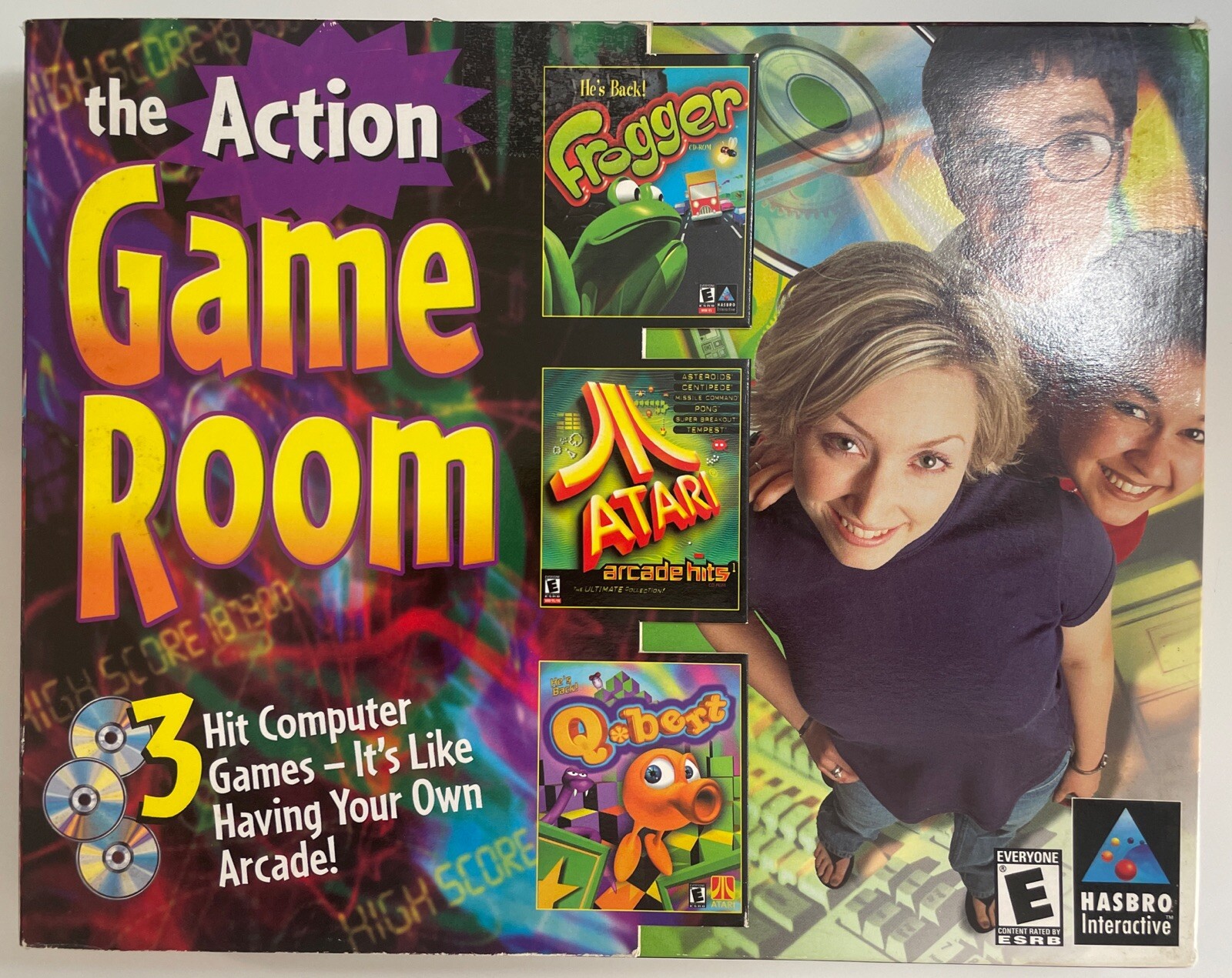 Hasbro The Action Game Room Cd Rom “Frogger-Atari Arcade Hits-Q*bert New 2000