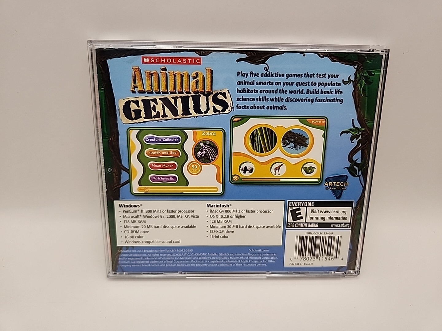 Scholastic Animal Genius PC CD-ROM Windows/Mac 2008 Scholastic Inc.