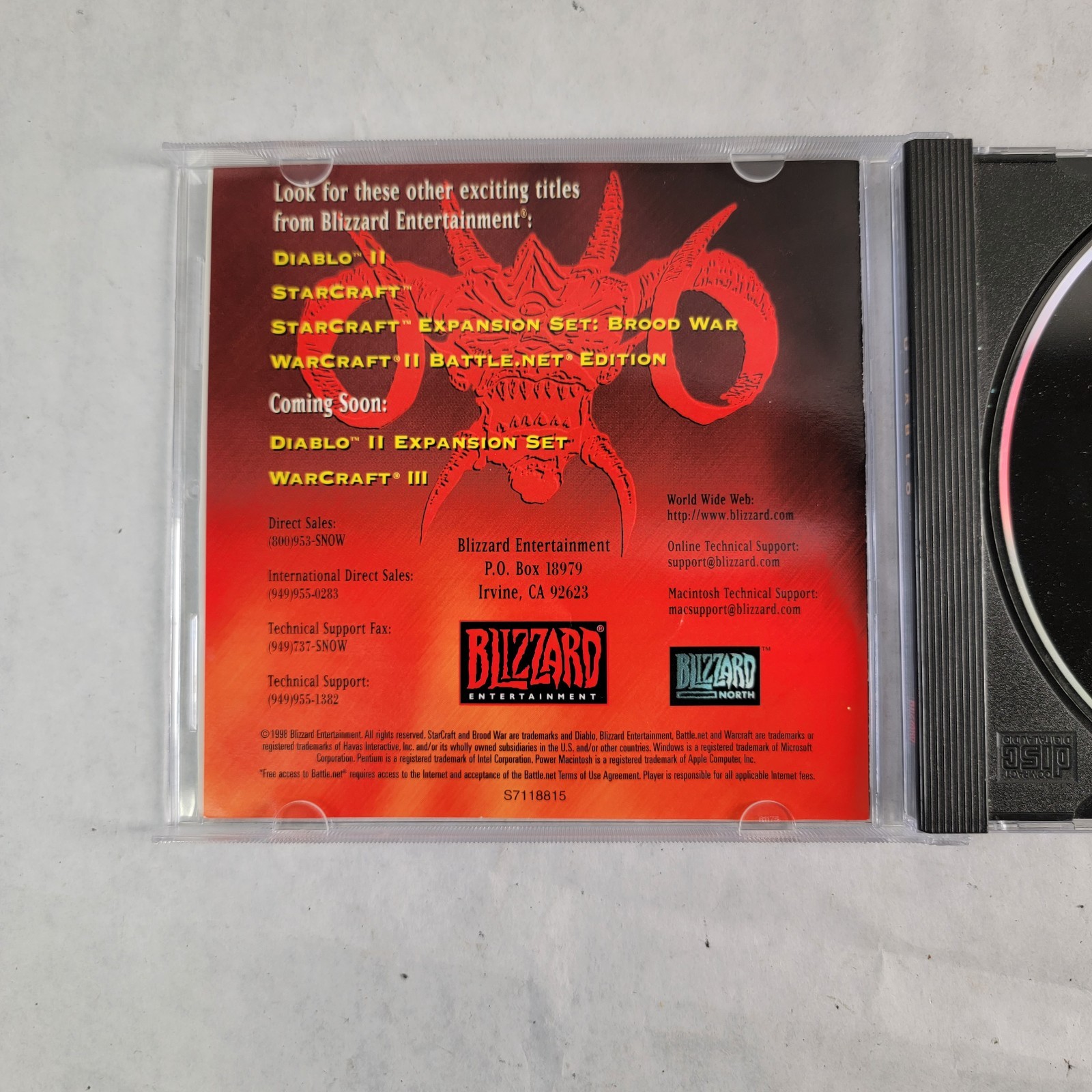 Diablo 1 PC CD-ROM 1998 Blizzard Entertainment Complete Windows 95 Mac
