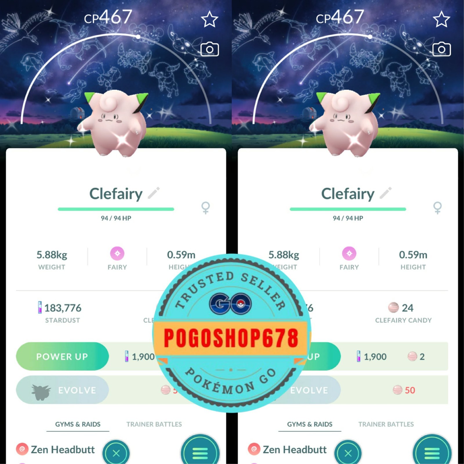 Pokémon PTC Go – Shiny Clefairy ✨ Astronomical Observatory Background ✨
