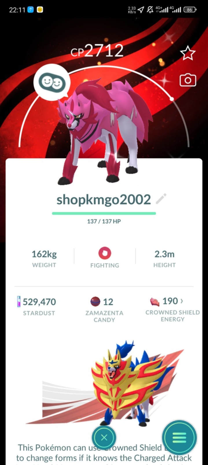 Shiny Zamazenta with Special Background – 1mill Star.d