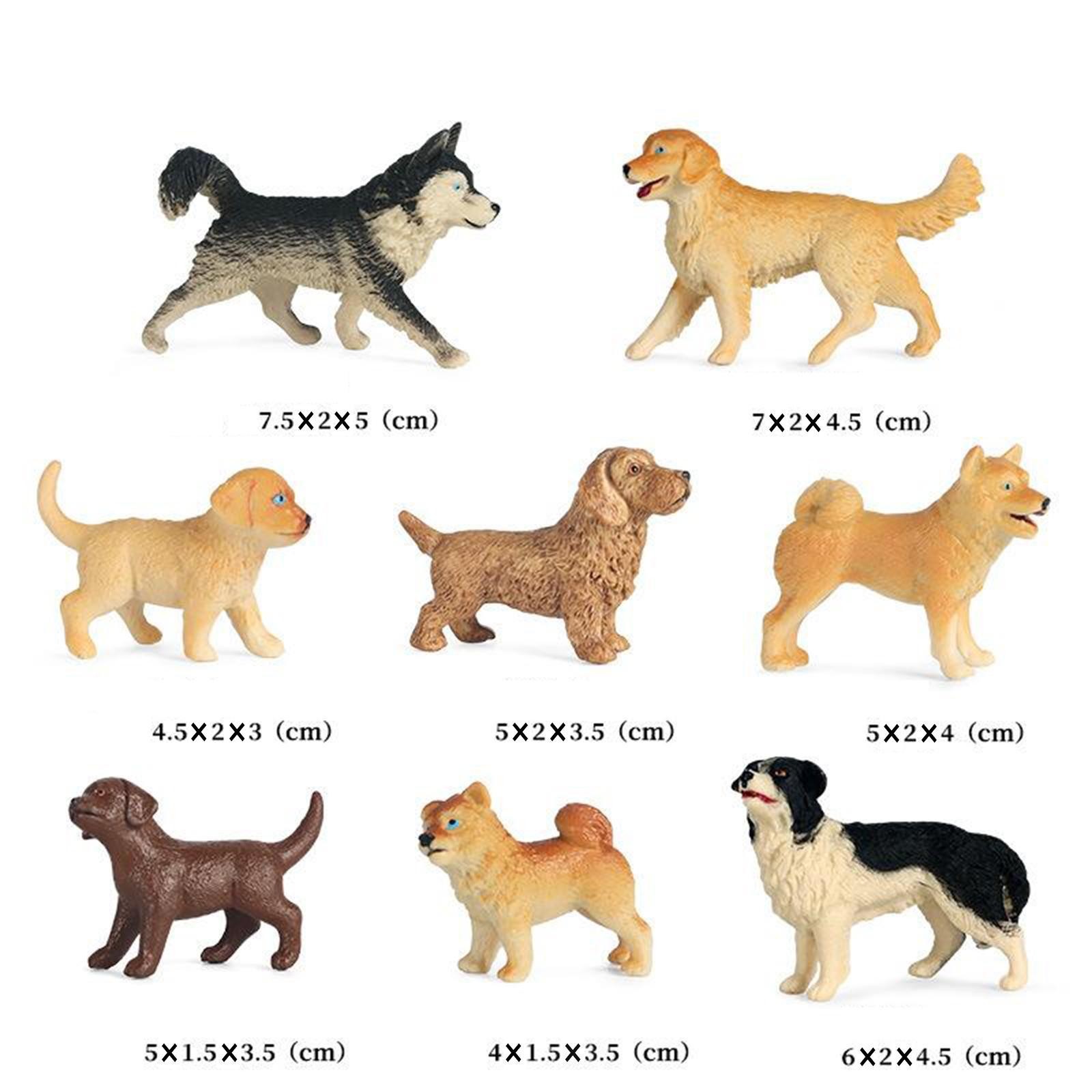8pcs Plastic Simulated Dog Model Cognitive Toys Miniature Dollhouse