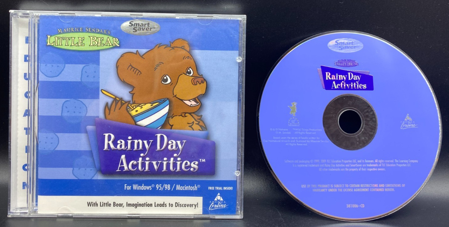 Little Bear Rainy Day Activities (PC CD, 2001) CIB Complete in Case RARE HTF