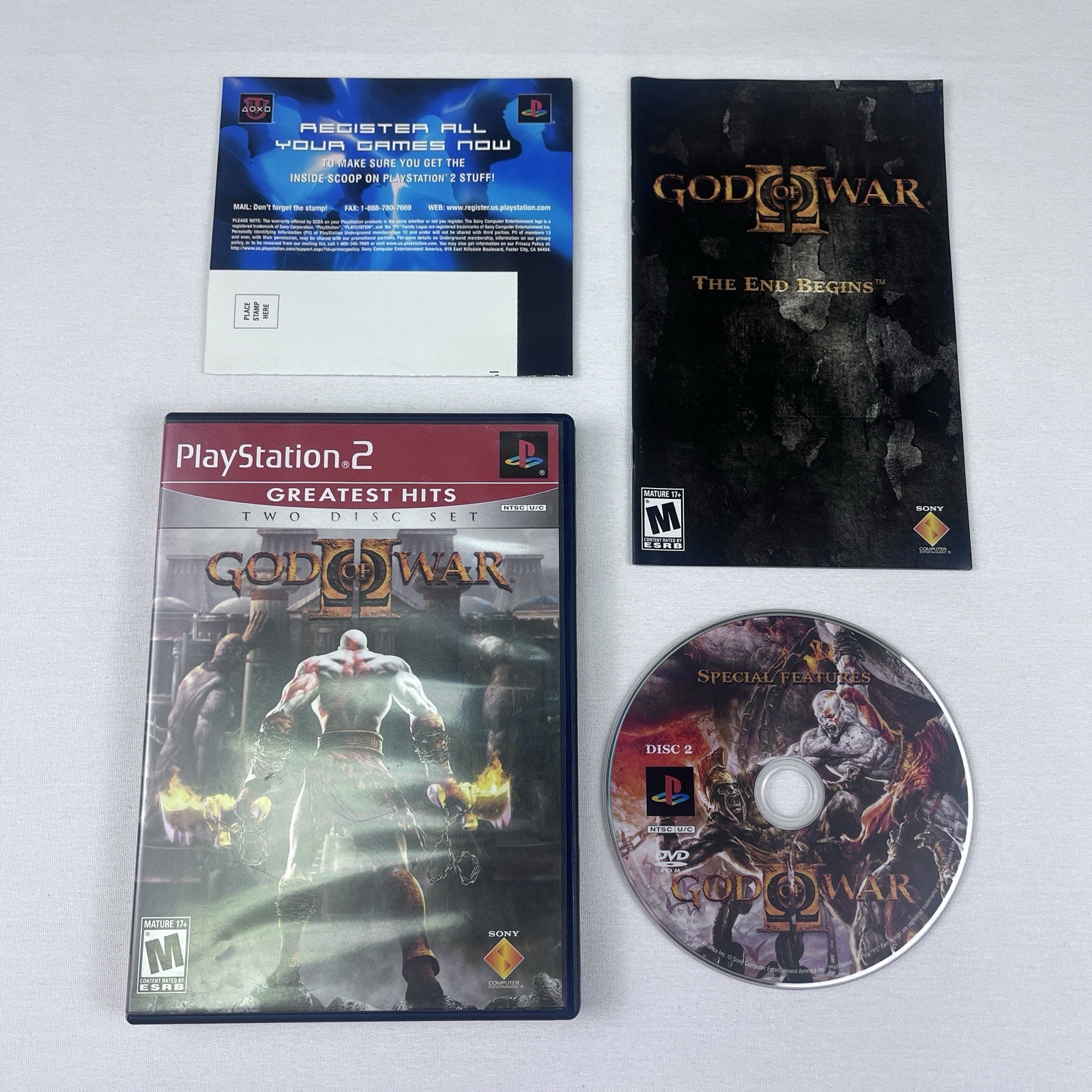 God of War II *NO PS2 GAME DISC (Sony PlayStation 2, Greatest Hits 2008) Tested