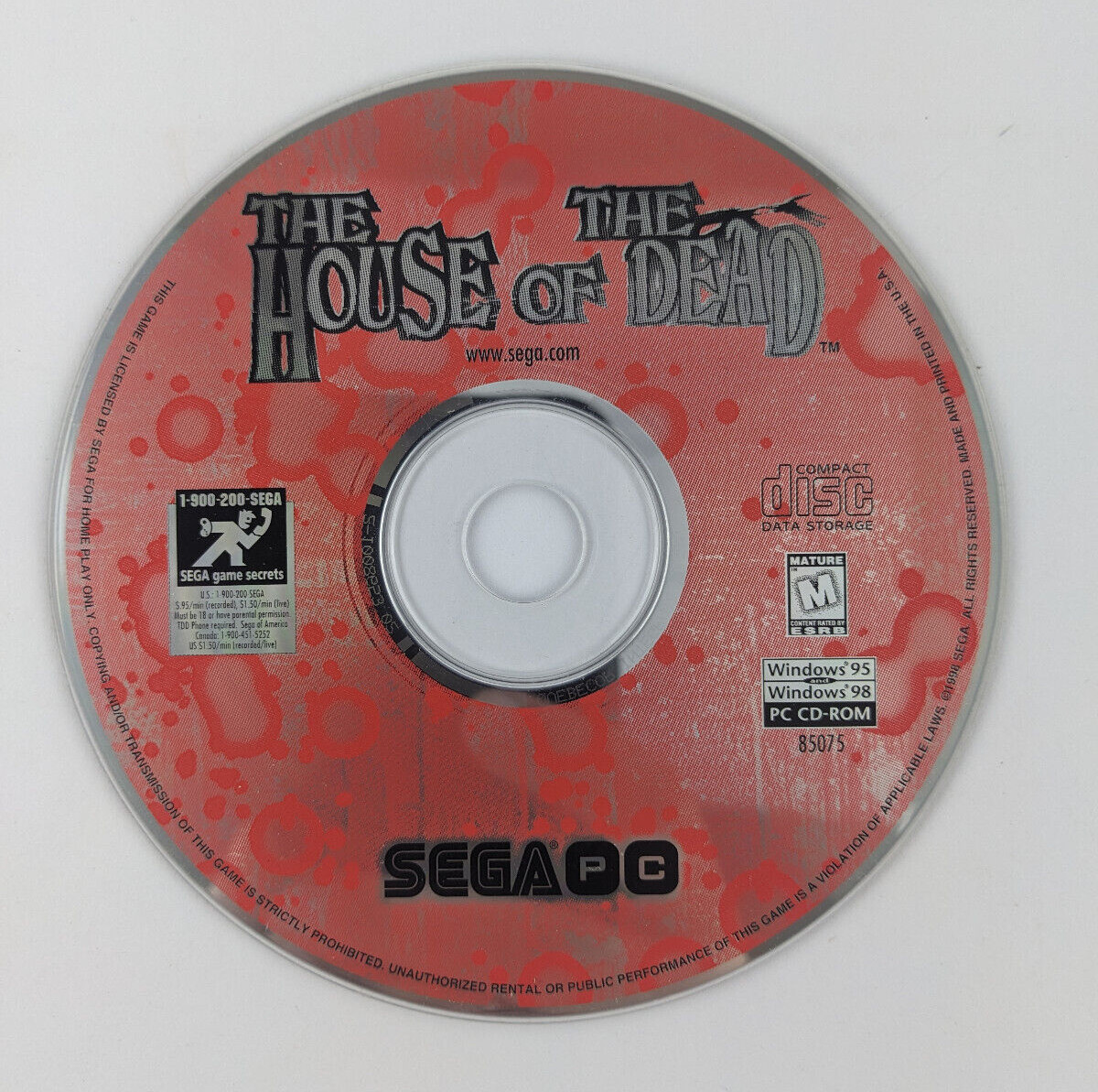 The House of the Dead SEGA PC Game Windows 95,98, CD-ROM, 1996, Disc Only Tested