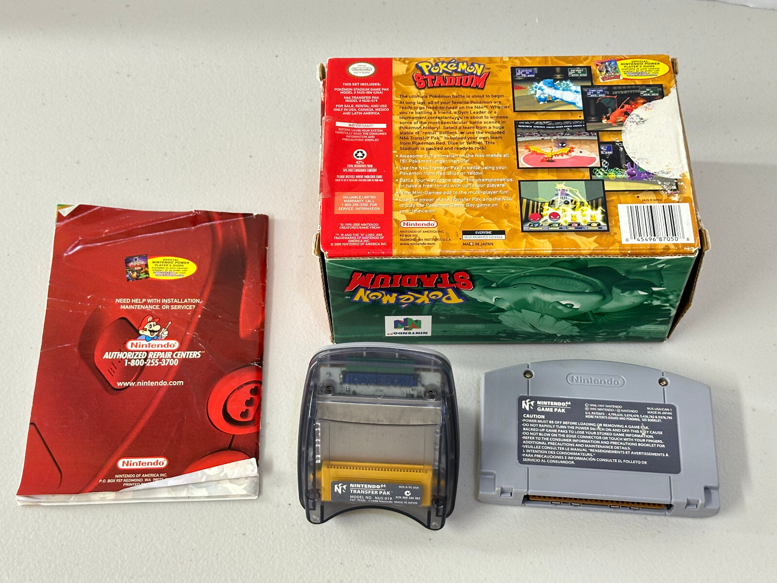 Pokemon Stadium (Nintendo 64 N64) Complete w/Transfer Pak Authentic