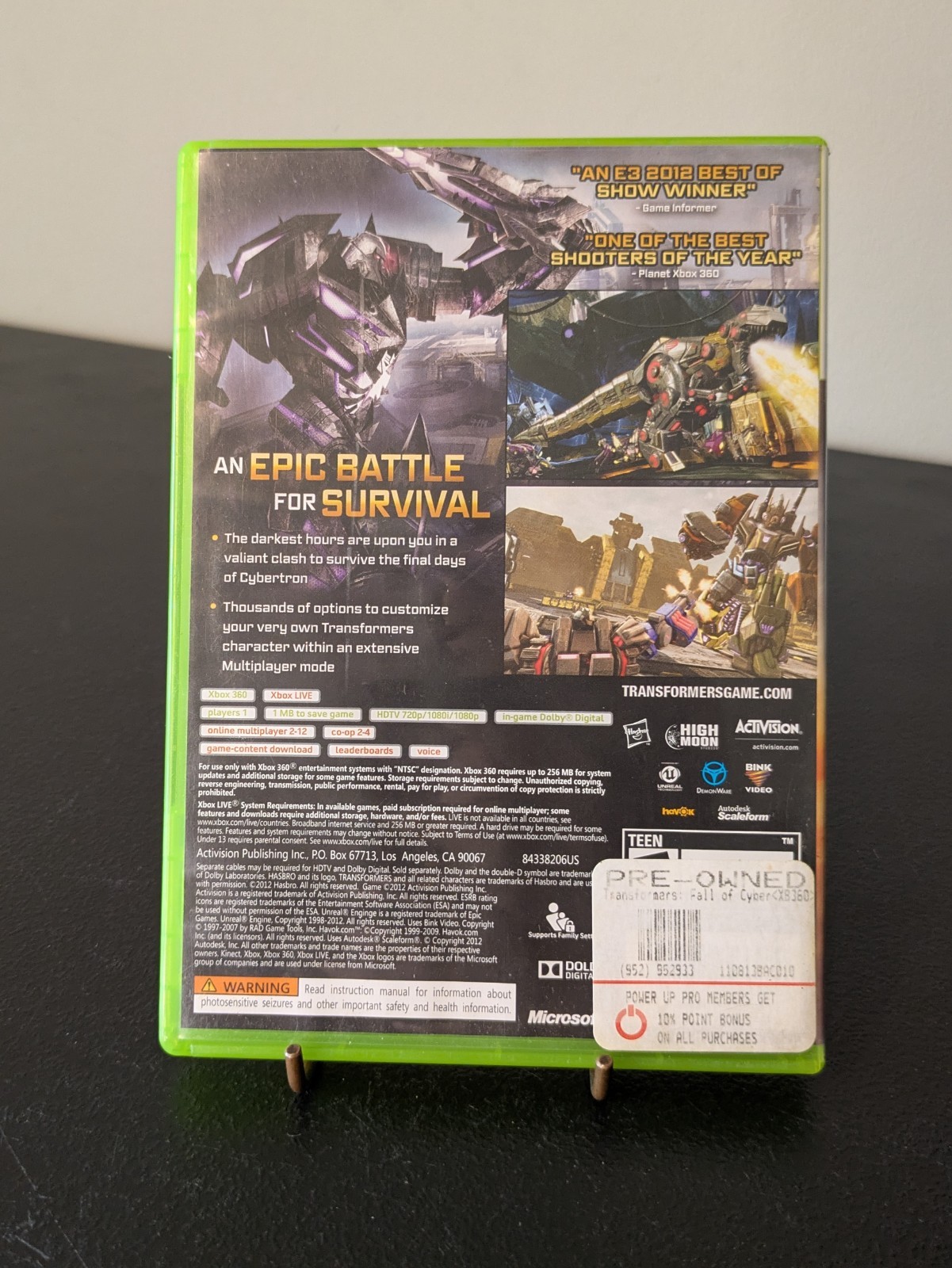 Transformers: Fall of Cybertron (Microsoft Xbox 360, 2012) Game & Case Rare