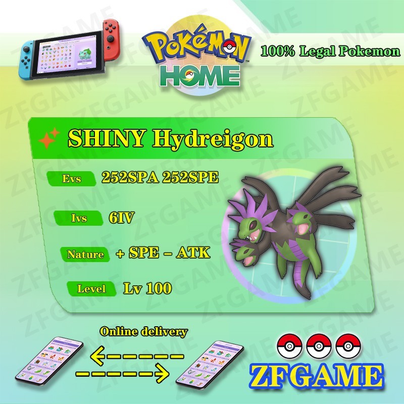 ✨6IV SHINY Hydreigon + EVS🚀 POKEMON HOME✨Champions✨Online delivery⚡