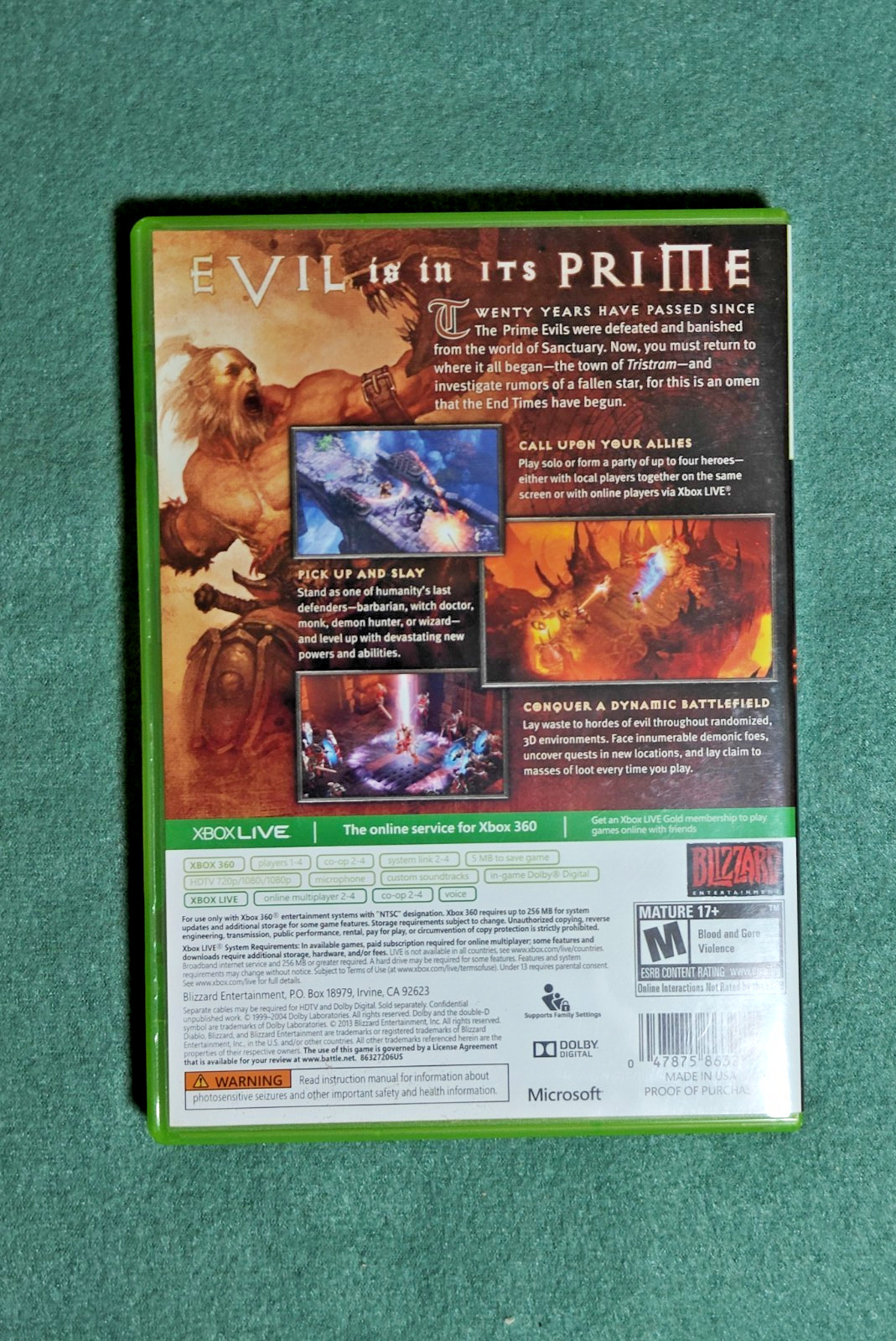 Diablo III Xbox 360 Complete Tested Blizzard