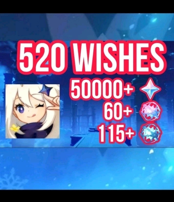 520+ Wishes/Rolls | 50000+ Primogems | Genshin Impact NA