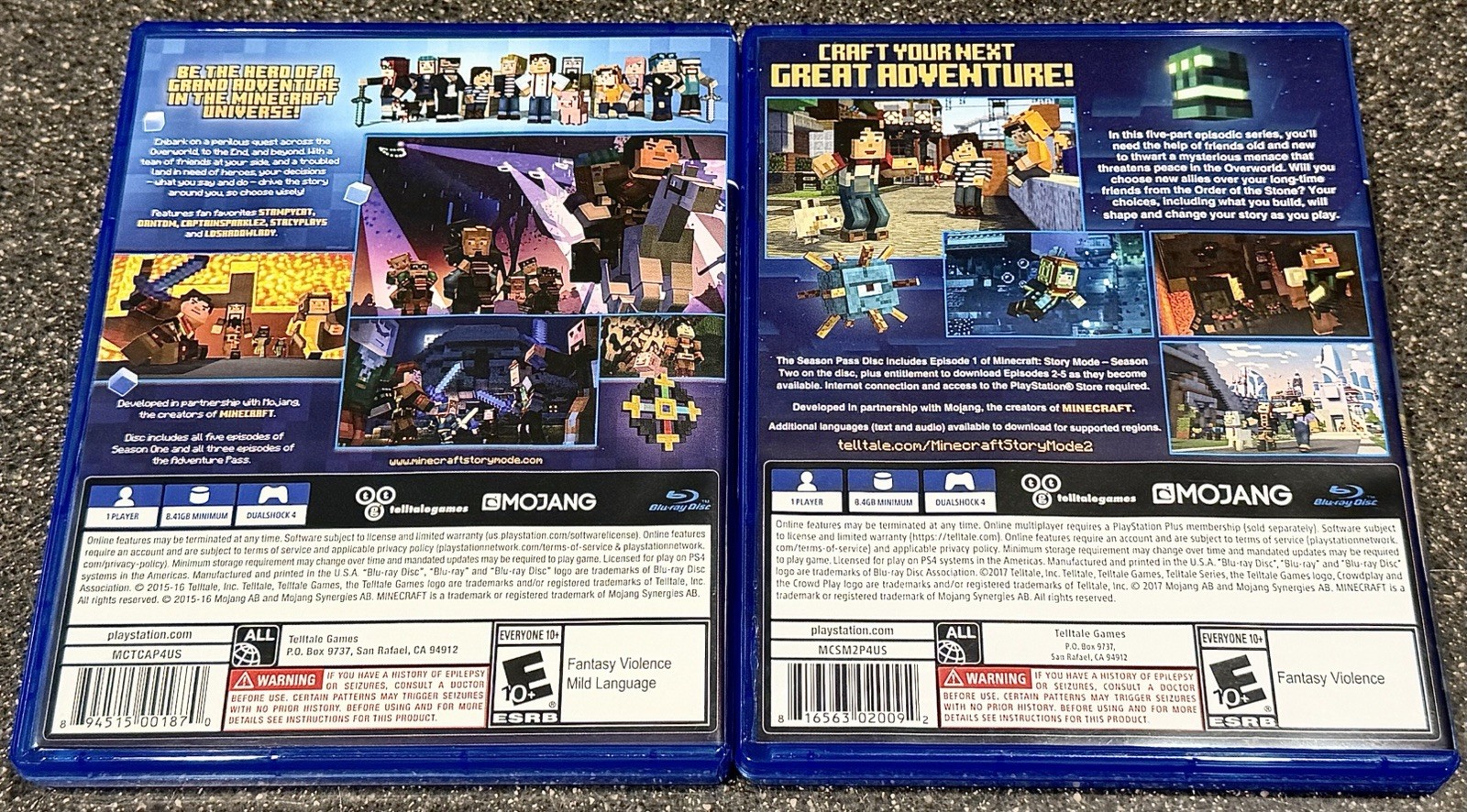 Minecraft Story Mode: The Complete Adventure/Season 2 for PlayStation 4 Bundle!!