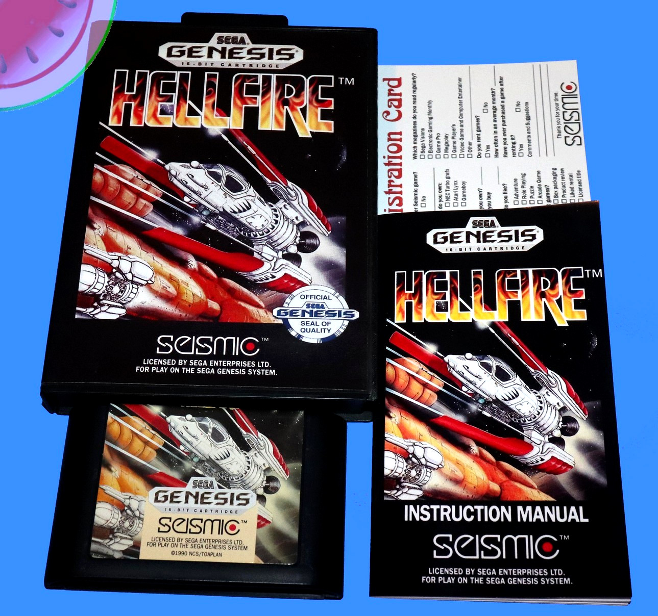 TESTED Sega GENESIS Cartridge HELLFIRE Completed with NEW Box Case Manual Reg