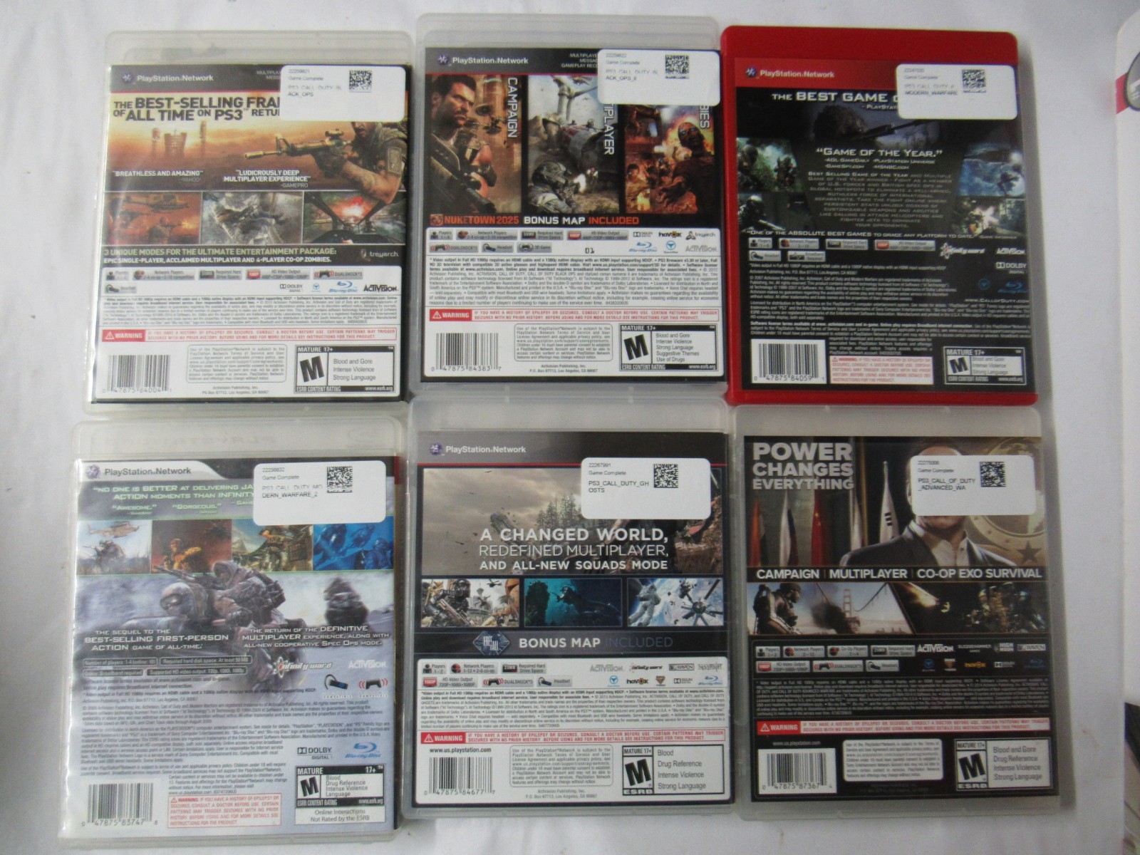 Call of Duty -Lot of 6- Sony PS3 – Black OPS, Black OPS II, Modern Warfare