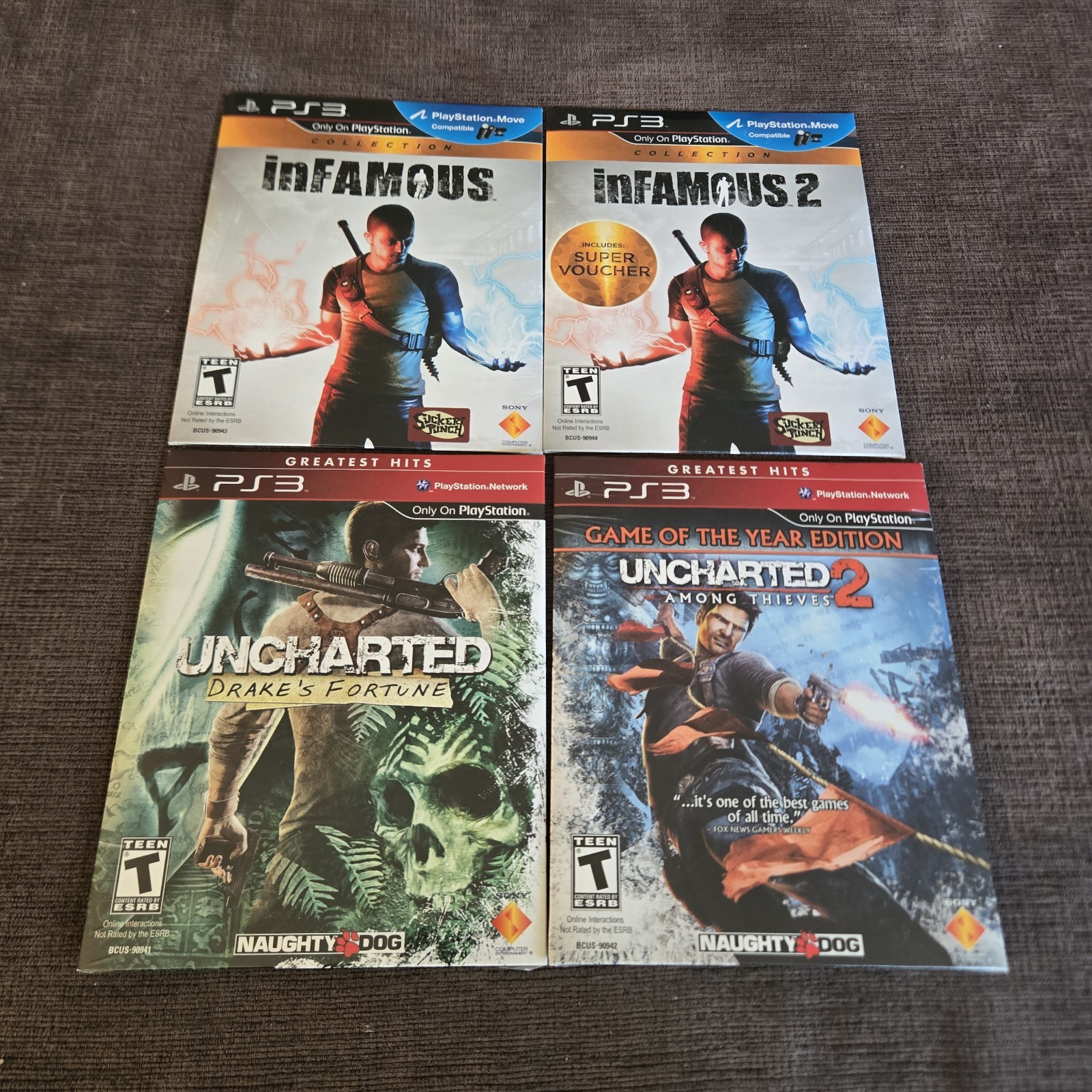 Infamous 1 & 2 And Uncharted 1 & 2 Cardboard Sleeve PS3 New Sealed