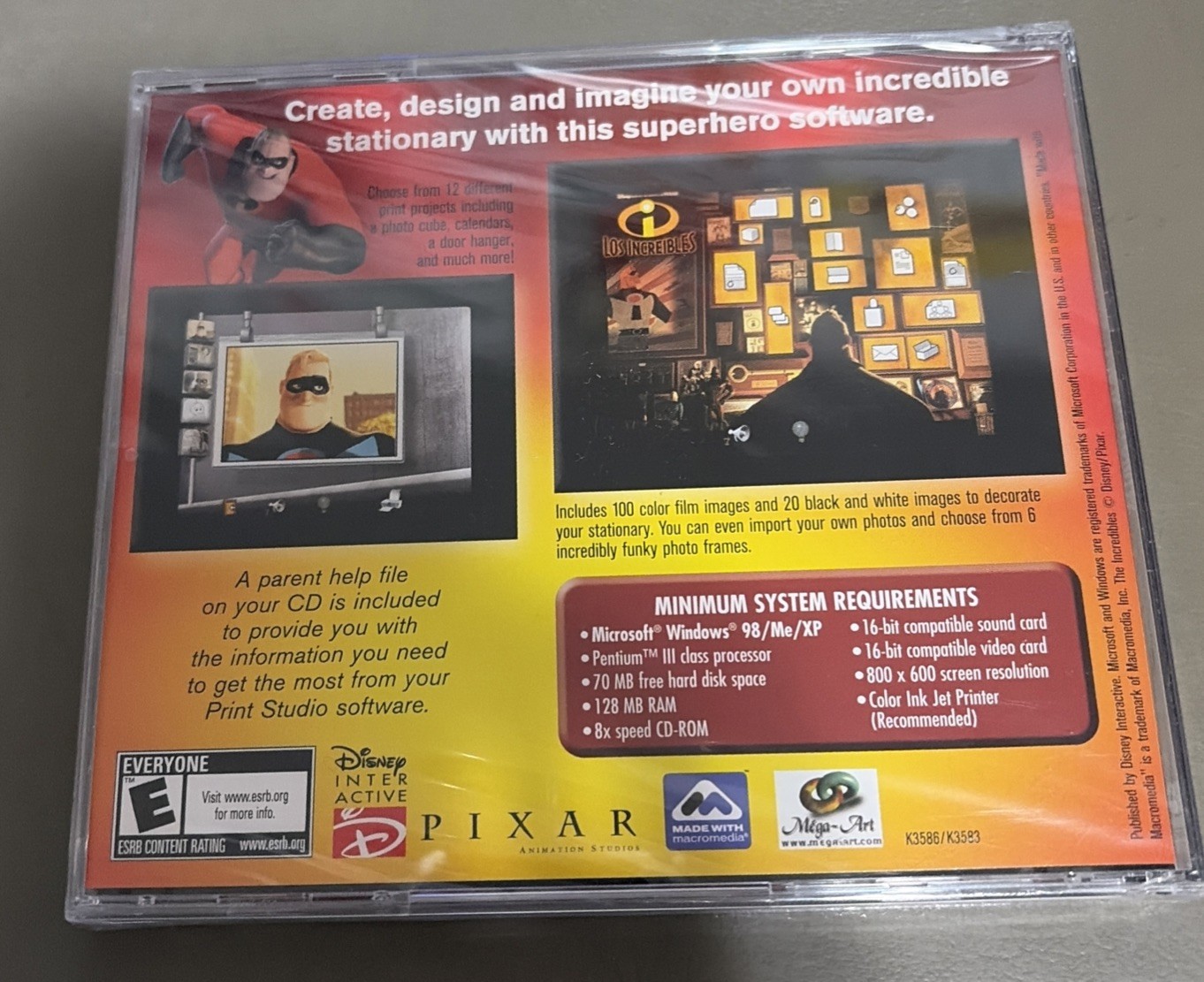 THE INCREDIBLES PC-CD ROM PRINT STUDIO WALT DISNEY PIXAR COMPUTER SOFTWARE