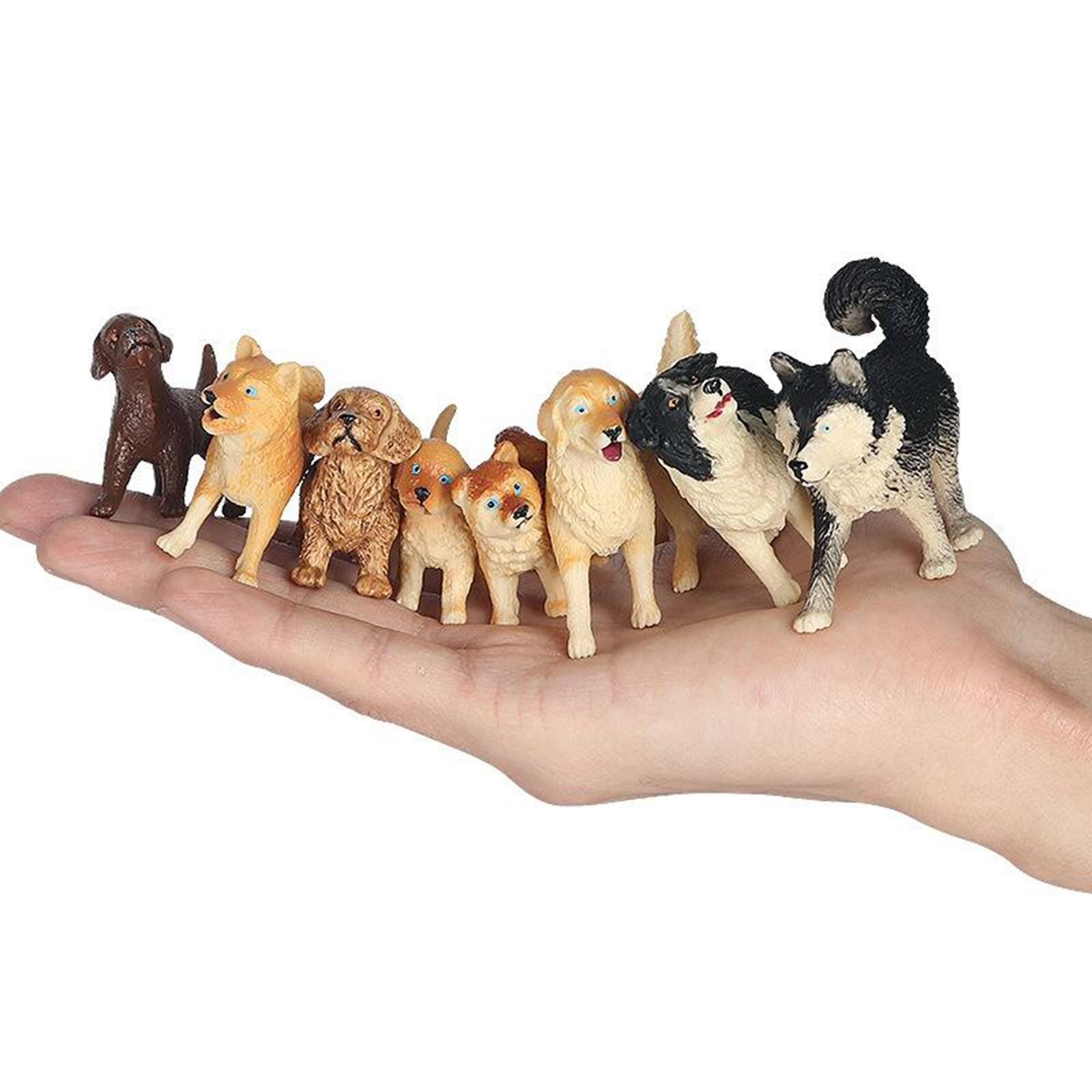 8pcs Plastic Simulated Dog Model Cognitive Toys Miniature Dollhouse