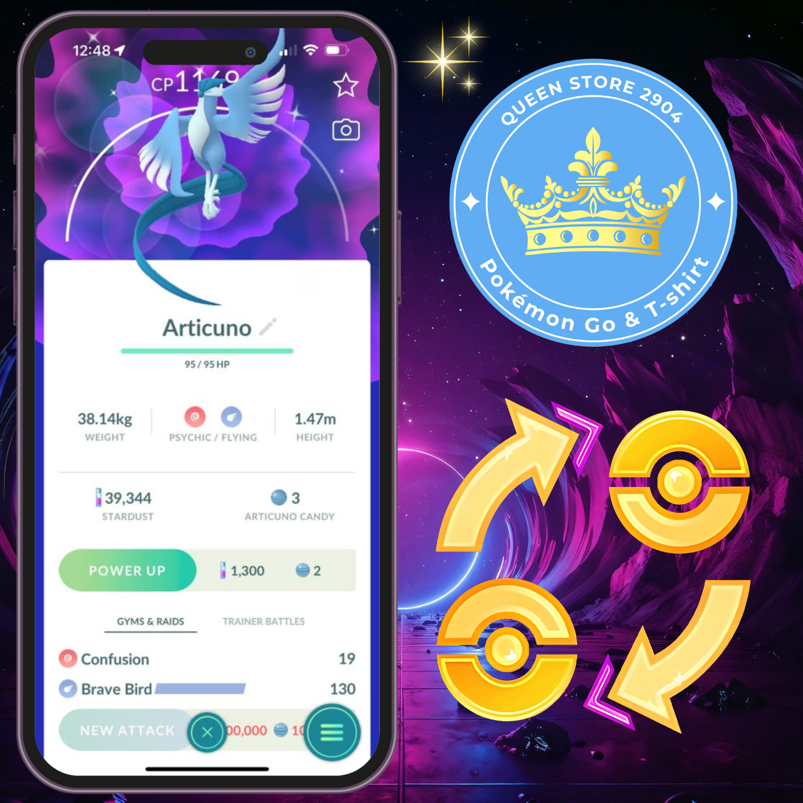 Pokémon TRADE—GO || Shiny Galarian Articuno — Registered 20k Stardusts —Digital