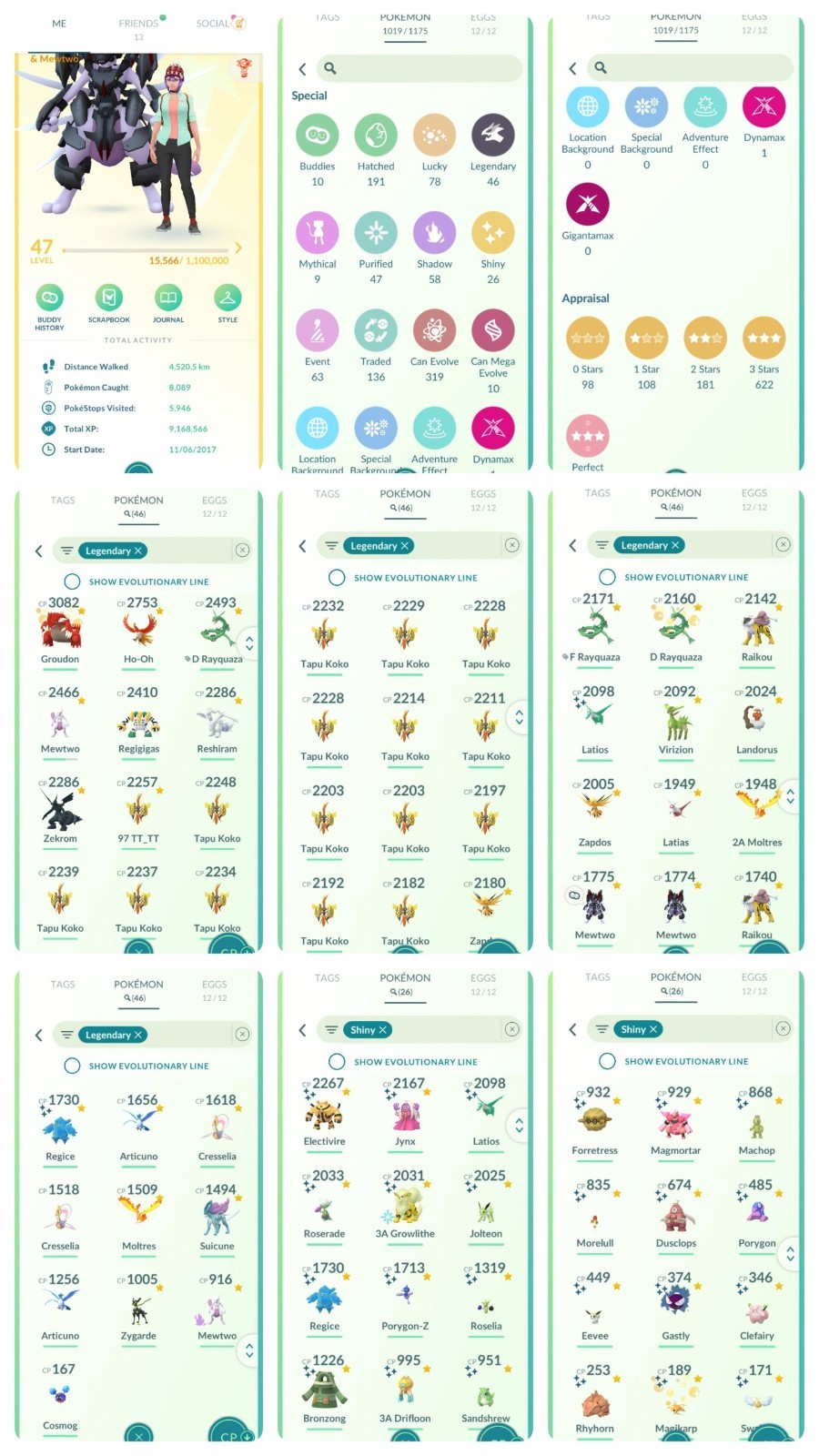 Pokémon Acc Go – Level 47 – 26 Shiny – 46 Legendary – Instant D3livery