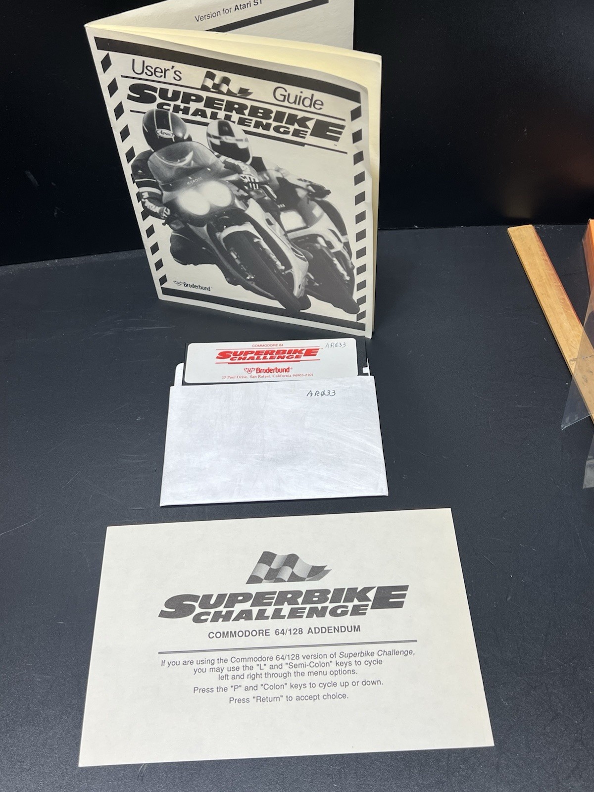 Superbike Challenge Commodore 64 5.25 Floppy Disk & Manual 1987 Brøderbund