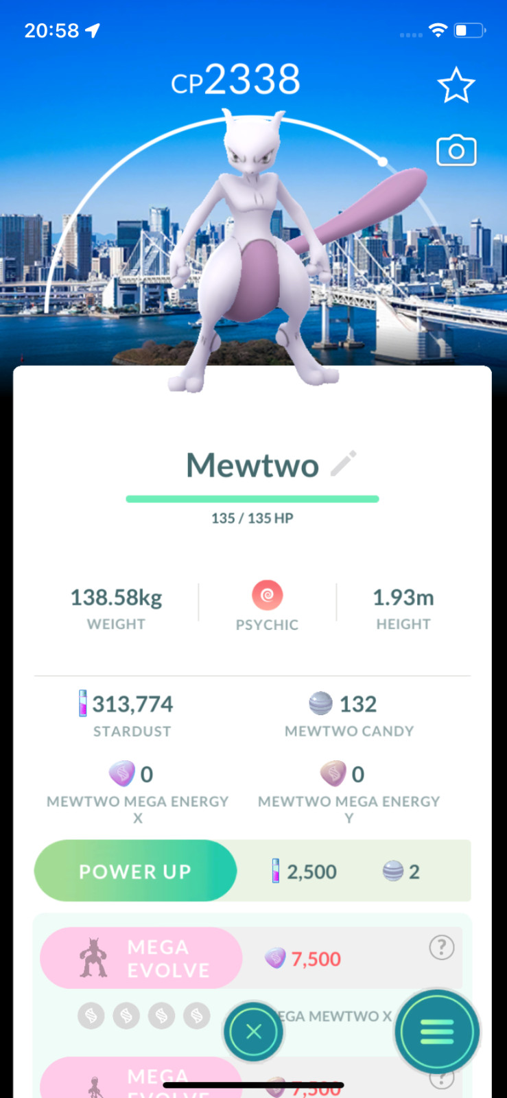 Mewtwo with Tokyo Background ! Registered or Unregistered ! 30 Days Friendship