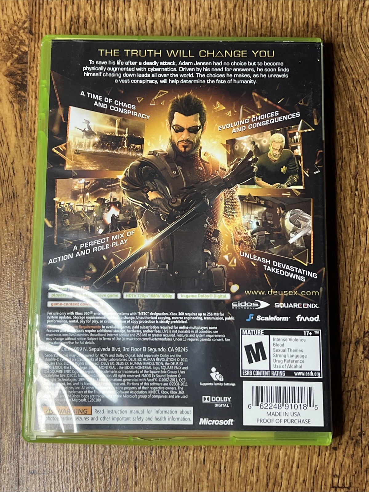 Deus Ex: Human Revolution – Xbox 360 – CIB Complete W/ Slip Cover – Tested!