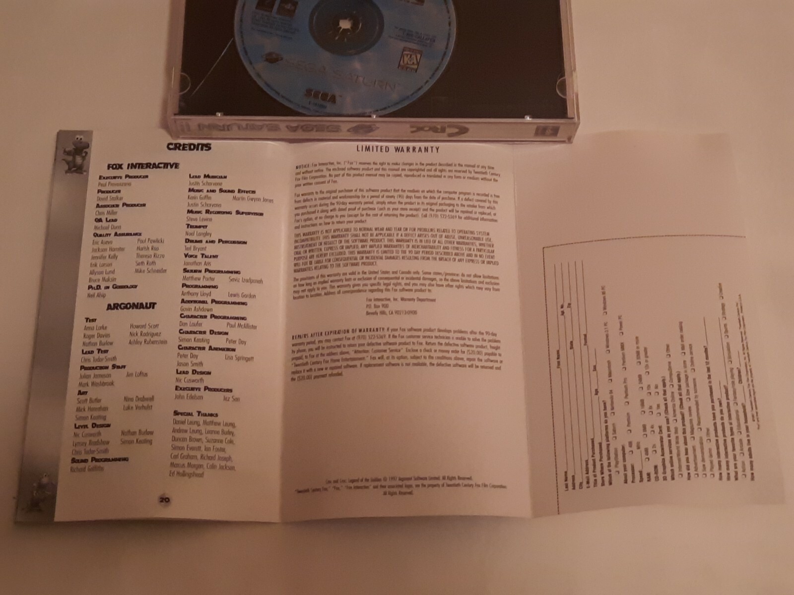 Croc: Legend of the Gobbos (Sega Saturn, 1998) Vg condition, reg card. U.S Buyer
