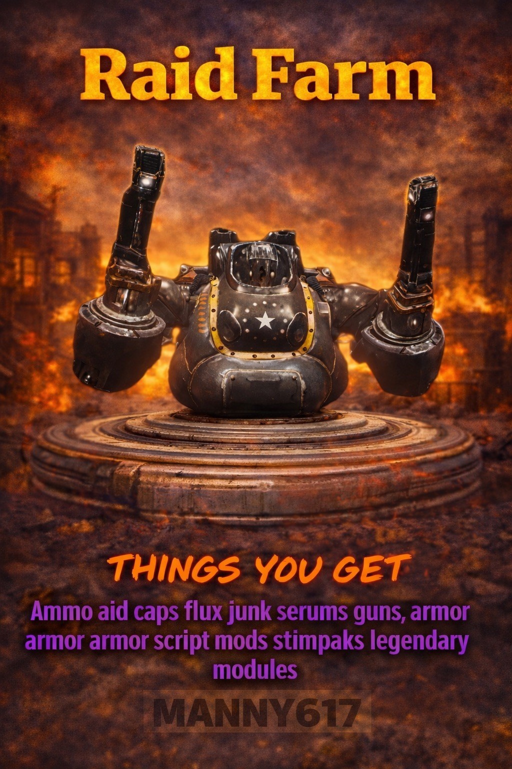 Fallout 76 EN06 Guardian Farm Service PS4 Fast XP & Loot Runs
