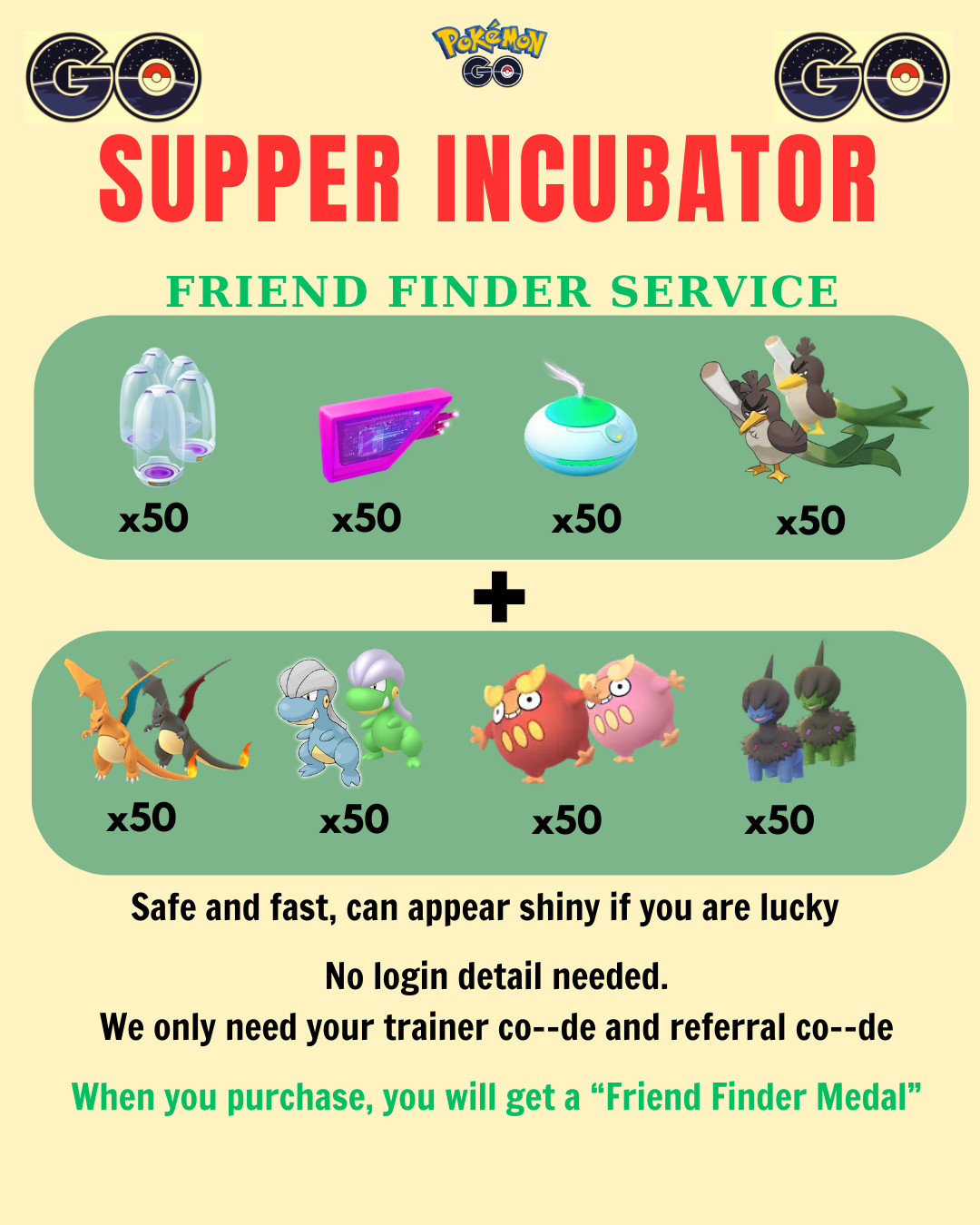 Pokémon || Supper Incubator ✨ FAST SALE ✨ DONE in 24 – 48hrs ✨ Read Description