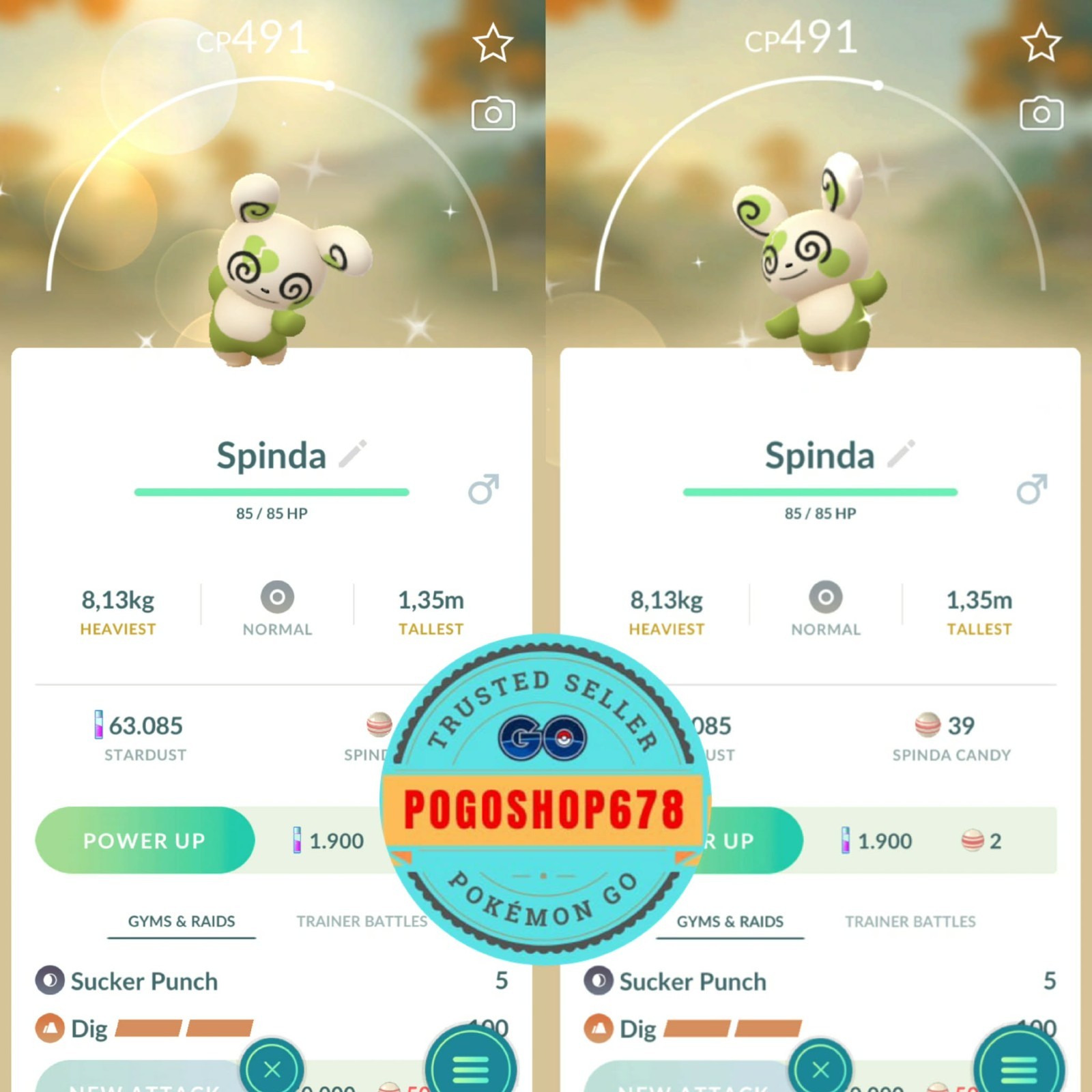Pokémon PTC Go – Shiny Spinda #9 ✨ Mini 80k Stardusts or Trade