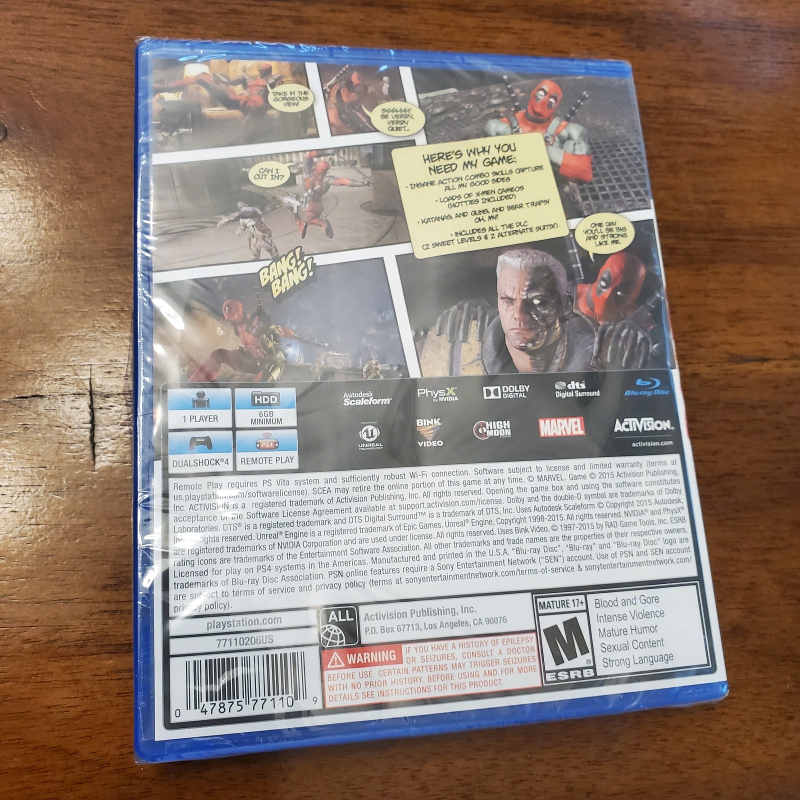 Factory Sealed Activision Deadpool PS4 Action Game 2015, Marvel, Loose Disk