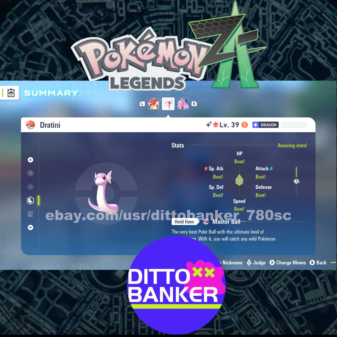 Pokemon Legends ZA✨SHINY DRATINI Lv.39 ALPHA Modest/6IV/Female FAST Tradė Ready